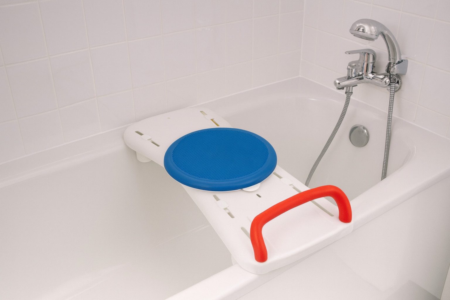 Sundo Homecare Badewannenablage LUXUS Badewannenbrett MIT DREHSCHEIBE 72,5 cm Haltegriff 150 kg, mit Drehscheibe