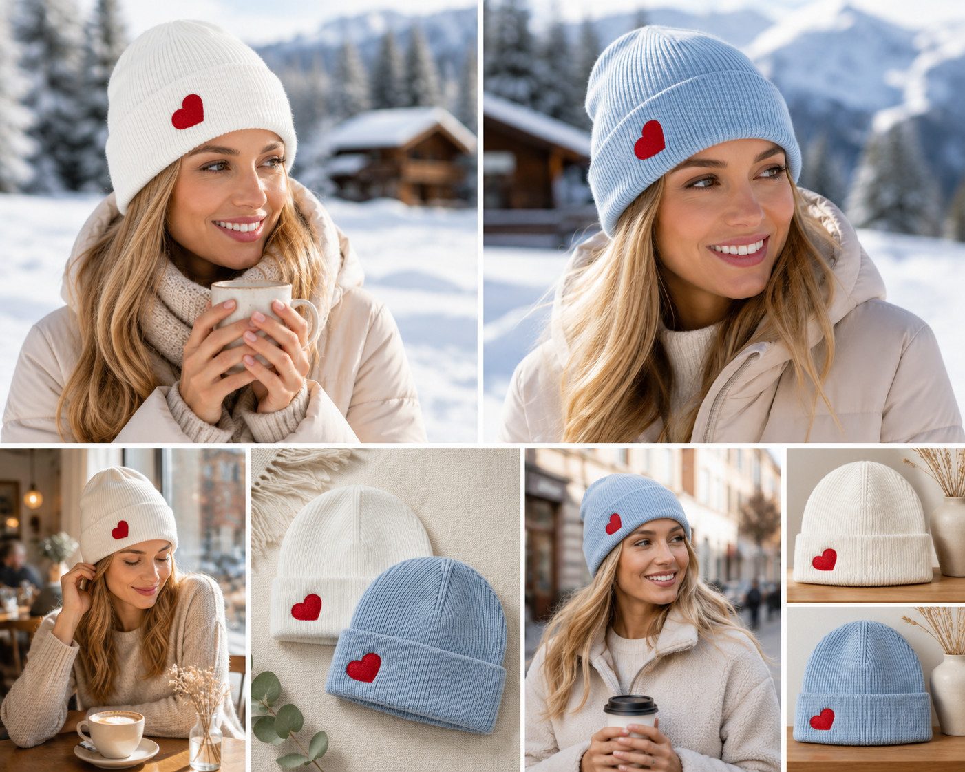 LK Trend & Style Strickmütze mit rotem Herz stylisches und stilsicheres Auftreten