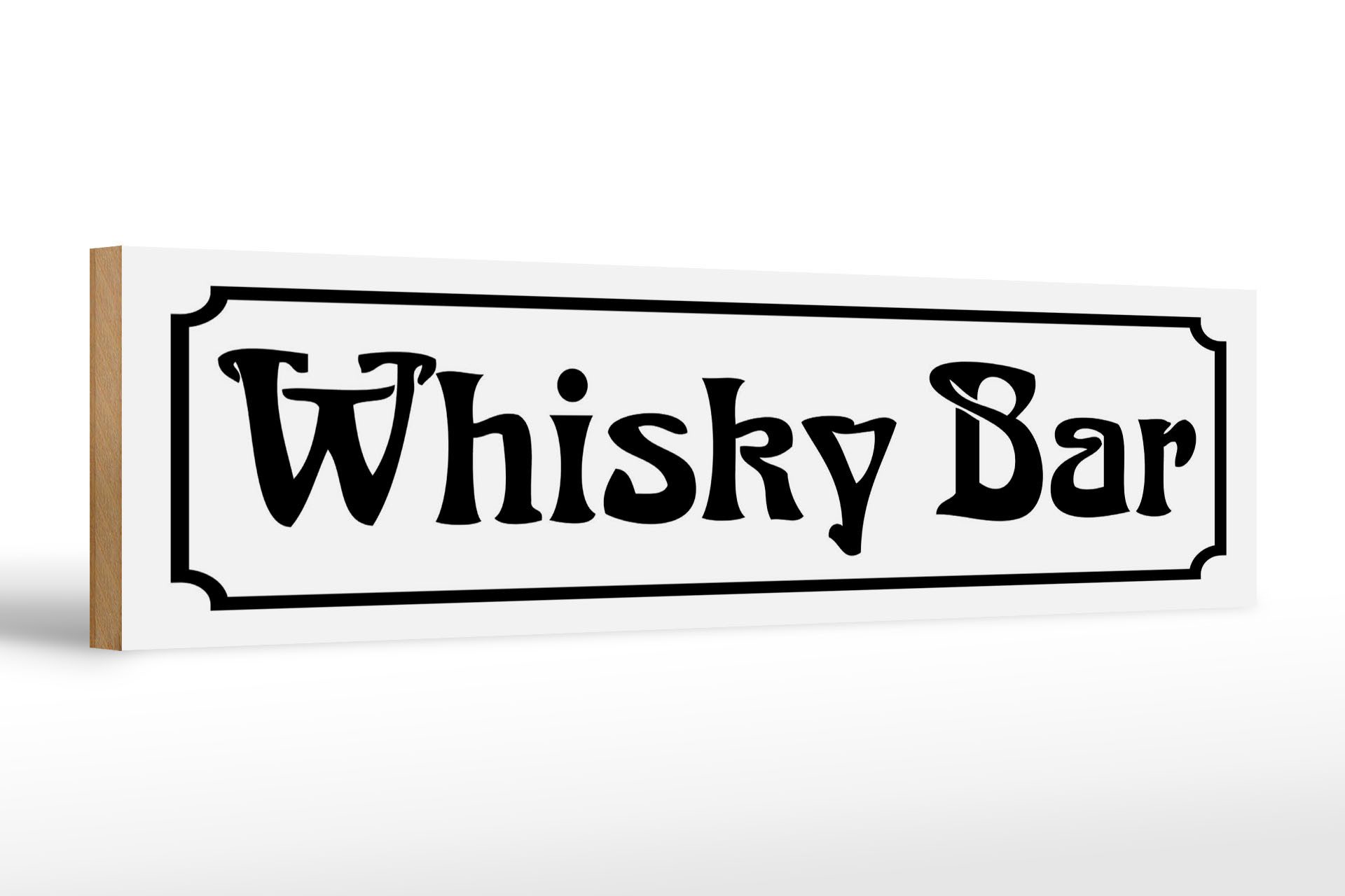 Holzbild Hinweis 46x10 cm Whisky Bar weißes