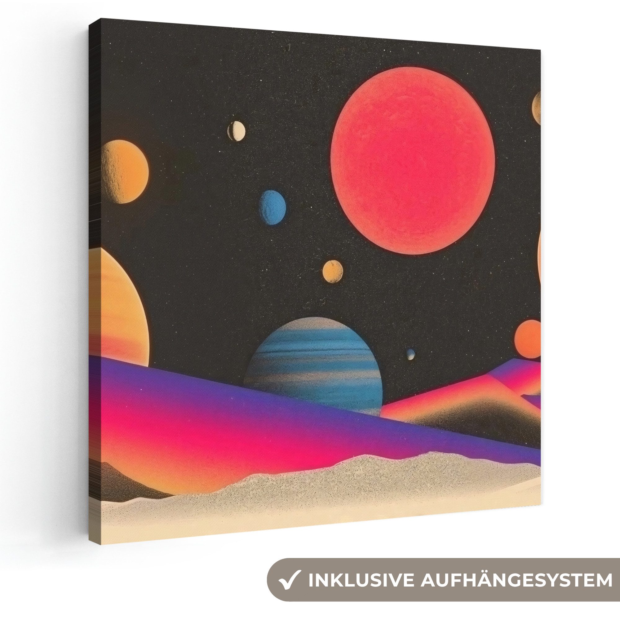 OneMillionCanvasses® Leinwandbild Himmel - Planeten - Leuchtend bunt, Fotodruck (1 St), Wandbild, Deko Schlafzimmer Wohnzimmer Flur 20x20 cm