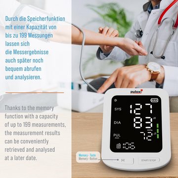 pulox Blutdruckmessgerät BP-100 - Oberarm-Blutdruckmessgerät inkl. 2 Manschetten