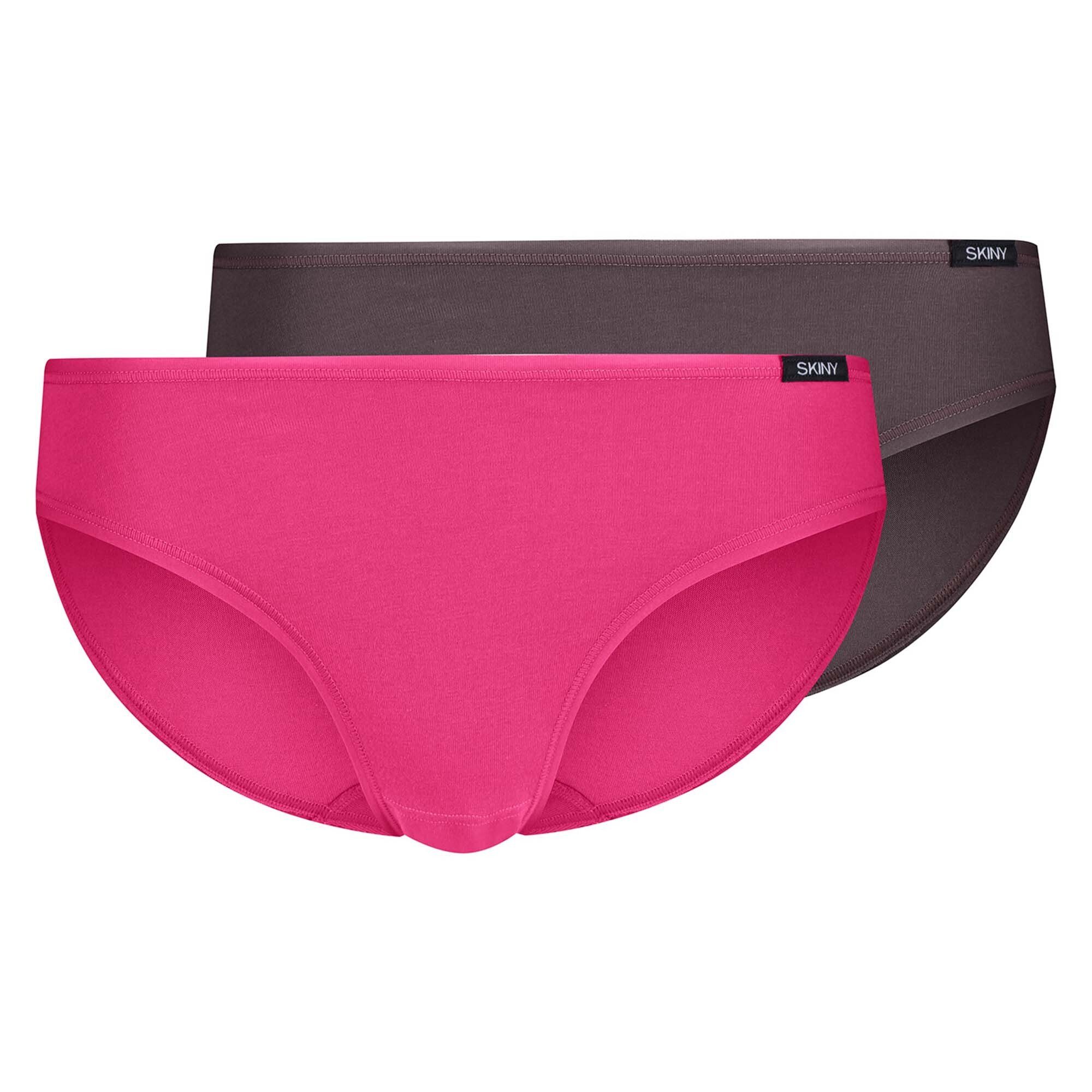 Rio Damen Slip, Bikini Pack Cotton Slip, Slip - Pink/Taupe Skiny 2er