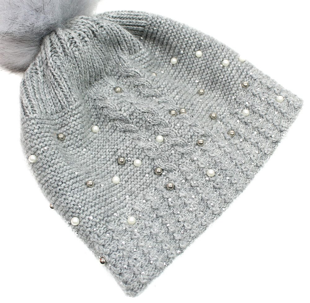 dy_mode Bommelmütze Damen Strickmütze mit Bommel, Glitzer & Kunstperlen war günstig online kaufen