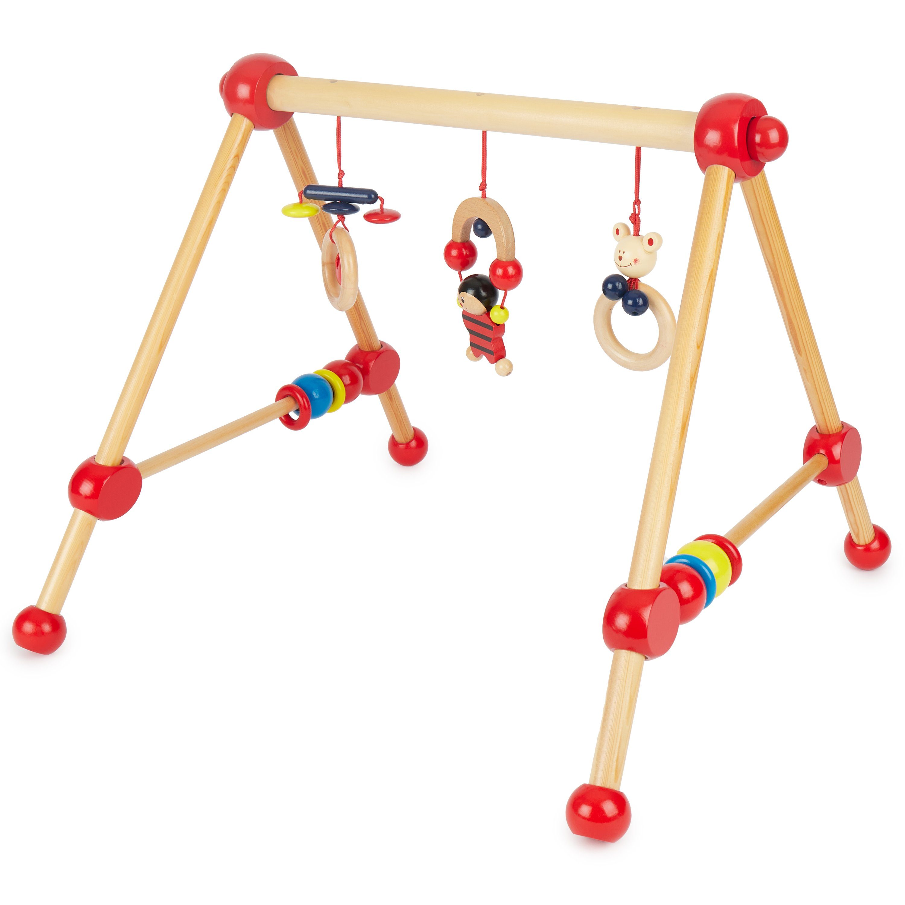 BIECO Baby Gym Bieco Spieltrapez Spielbogen Baby Holz mit Figuren & Kugeln Spielebogen Holz Baby Spieltrapez Holz Baby Mobile Holz Activity Center Baby Gym Holzspielzeug Baby Baby Spielzeug