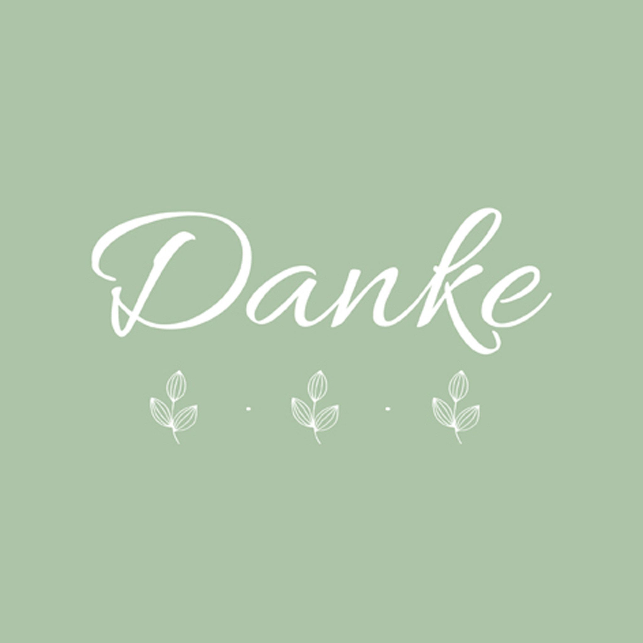 ti-flair Papierserviette, Servietten Papier 33x33cm Danke 20 Stück Grün / Weiß