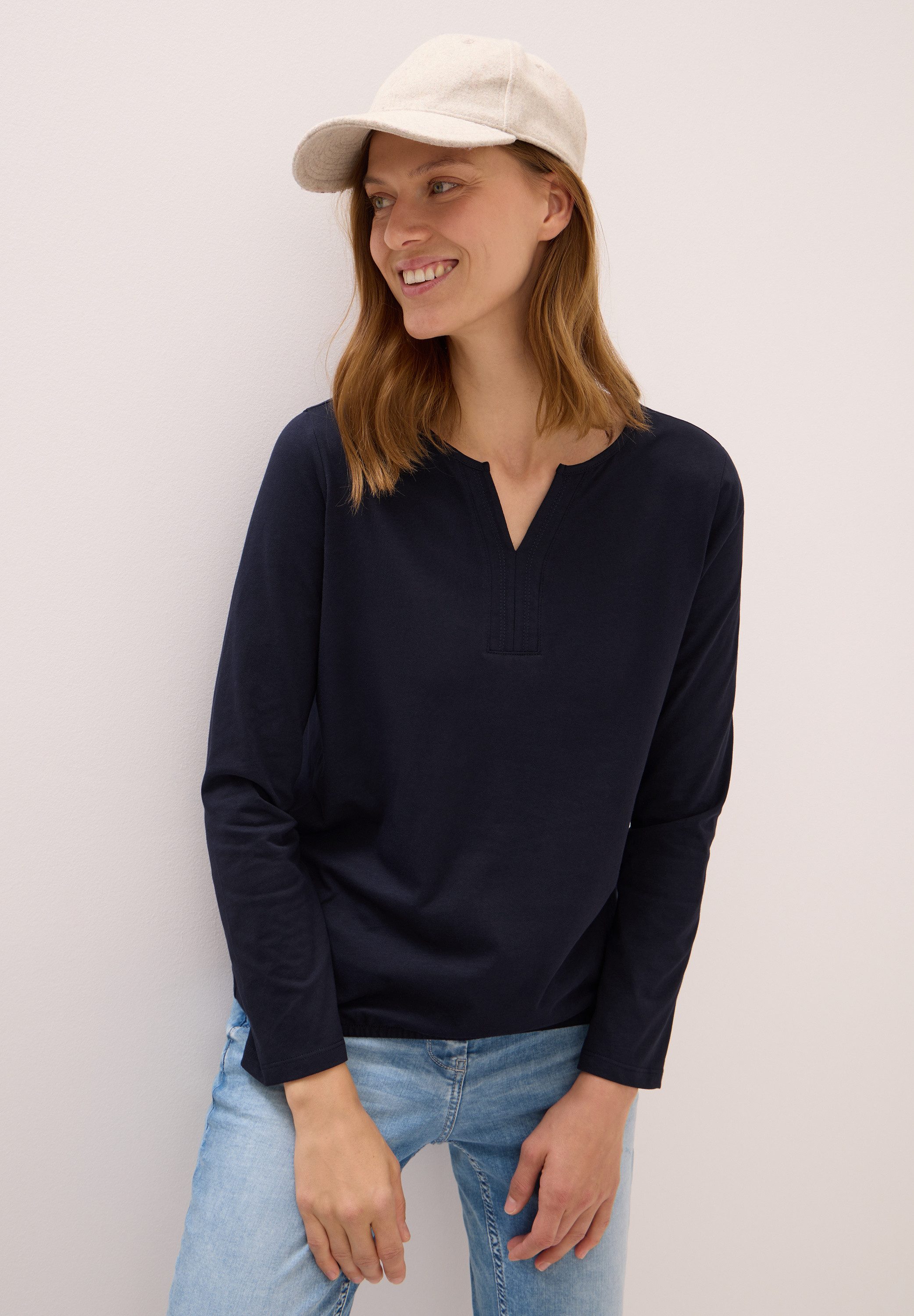 CECIL Tunikashirt Split Neck, unifarben günstig online kaufen