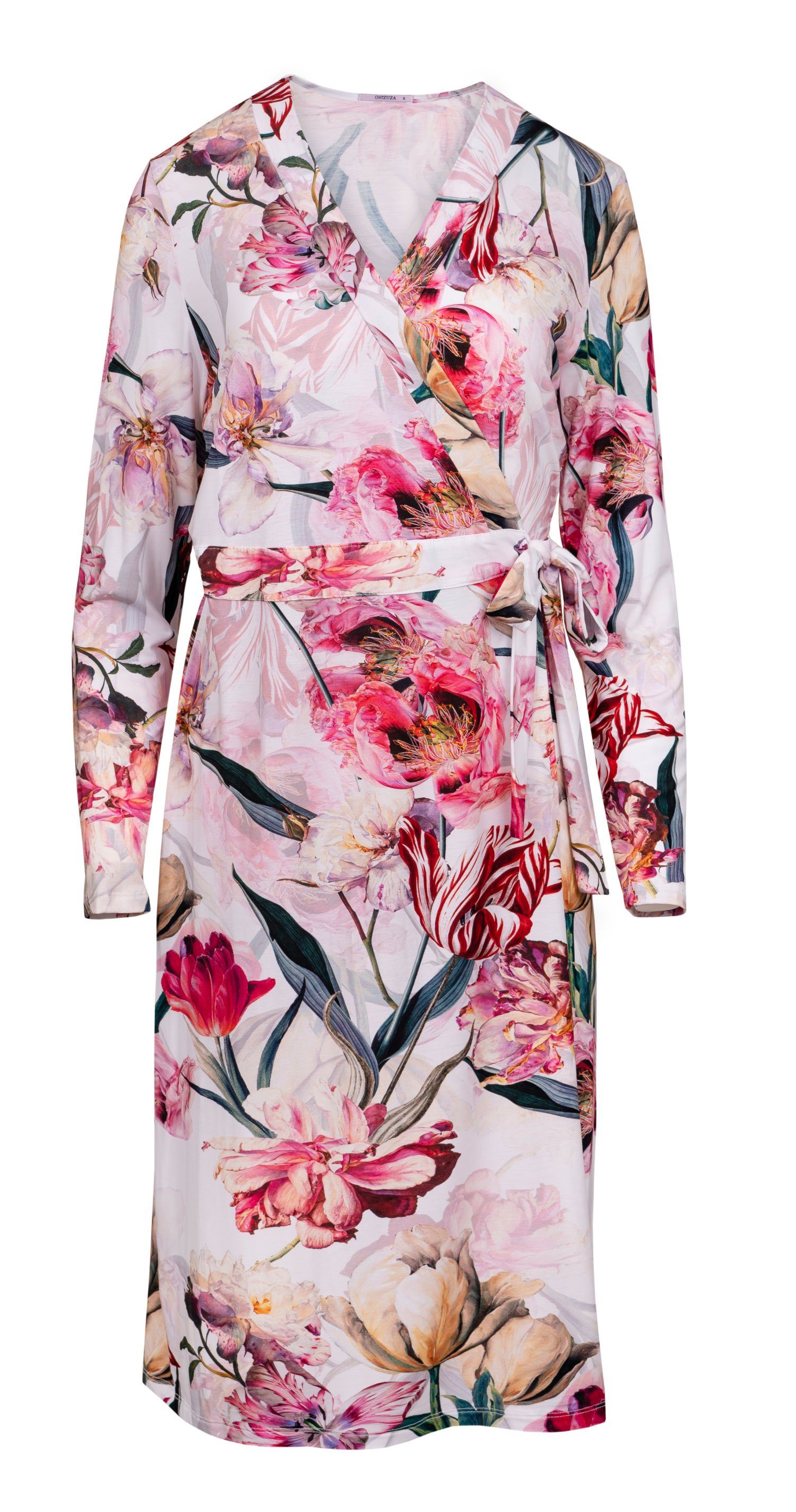 OH!ZUZA Kimono Eleganter Damen Morgenmantel, Midi, Viskosemischung, Gürtel