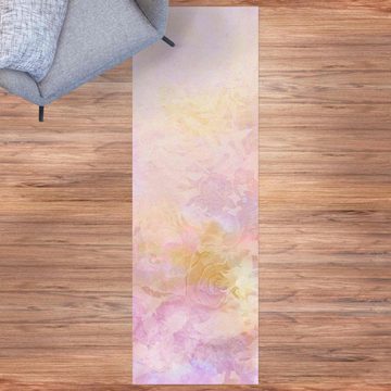 Läufer Teppich Vinyl Flur Küche Blumen funktional lang modern, Bilderdepot24, Läufer - rosa glatt