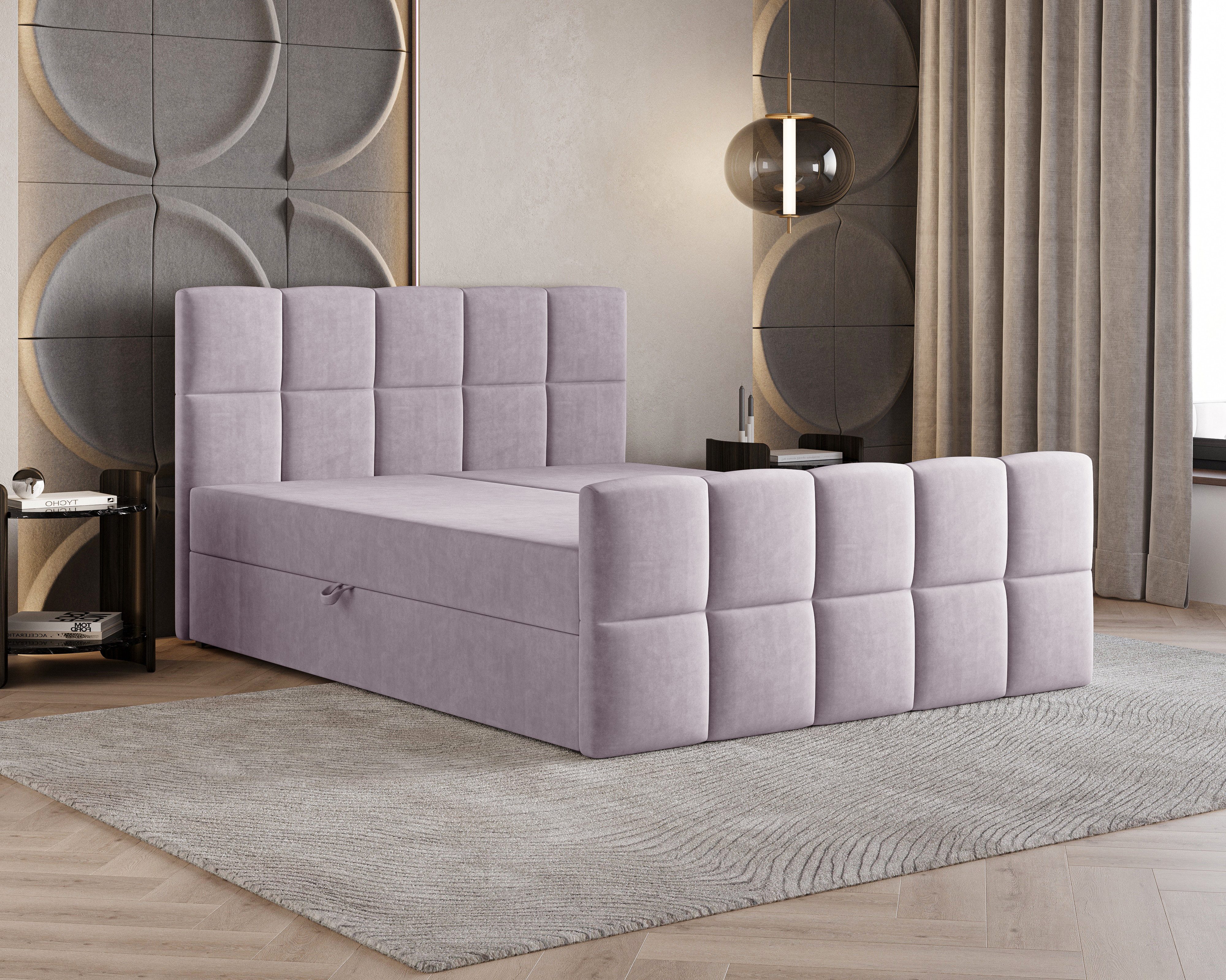 B&B Home Boxspringbett Coriano II (H3 Matratze Bonellfederung, Kopfteil, Bettkasten und Topper)