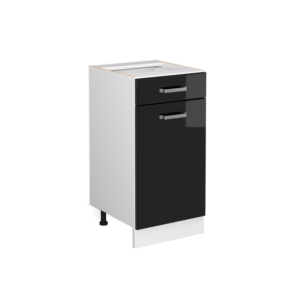Vicco Schranksystem R-Line, Schwarz Hochglanz/Weiß, 40cm günstig online kaufen