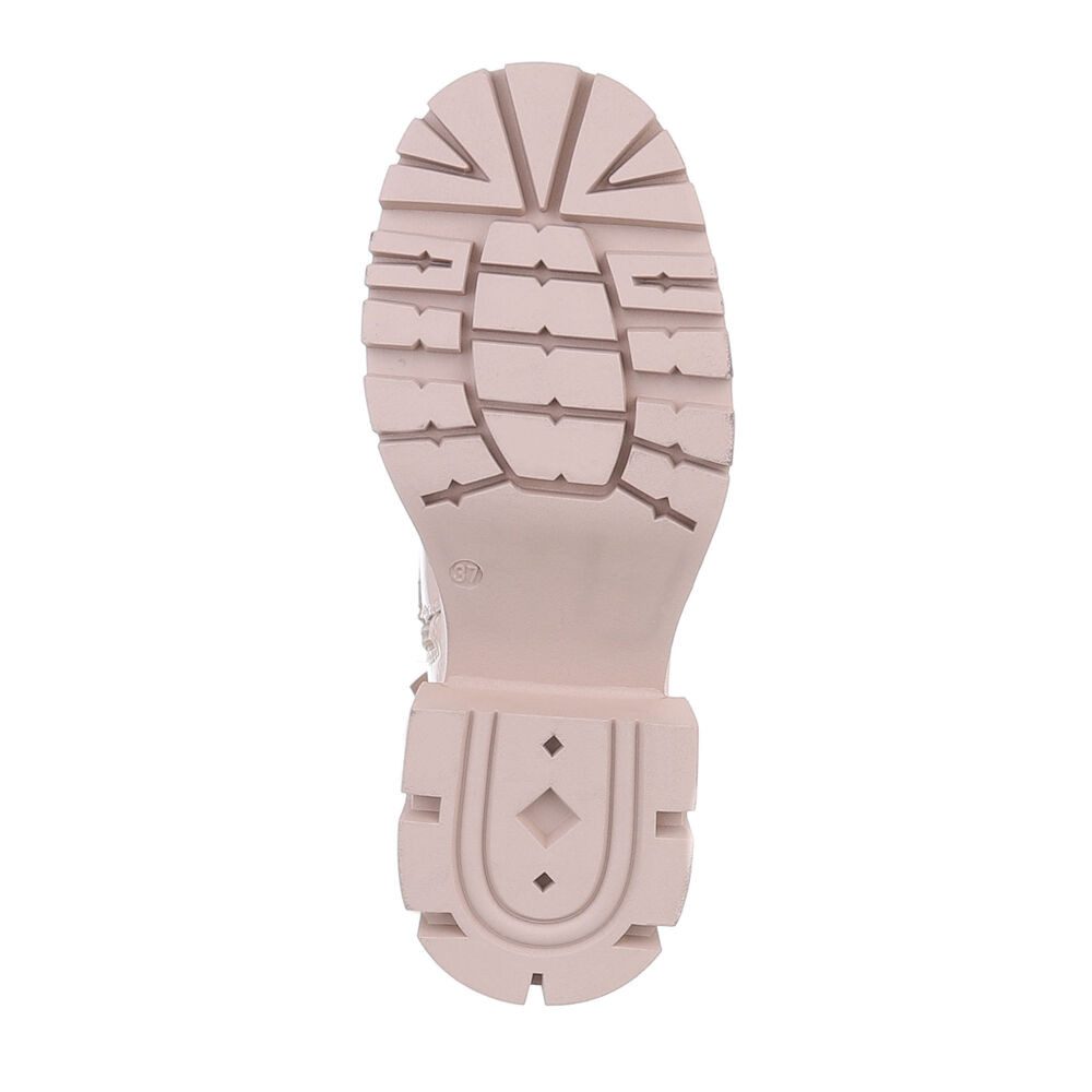 Ital-Design Damen Schnürschuhe Freizeit Schnürstiefelette (87214596) Blockabsatz Plateaustiefeletten in Beige
