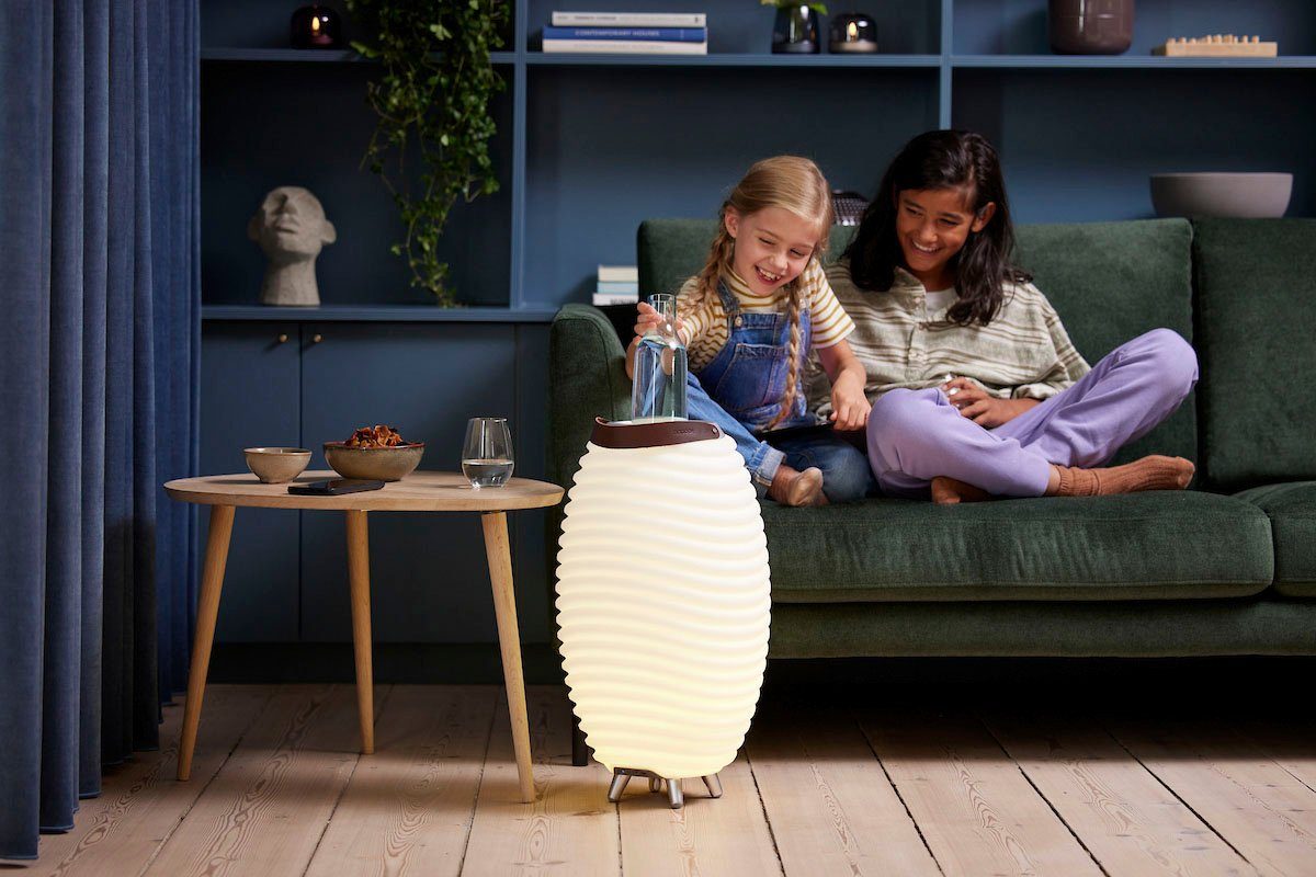 Stehlampe (Akku),Sektkühler,TWS integriert, Sound Synergy kooduu Hygge-Design,Bluetooth LED Warmweiß, fest Bluetooth-Lautsprecher, 50, Stereo LED Lautsprecher