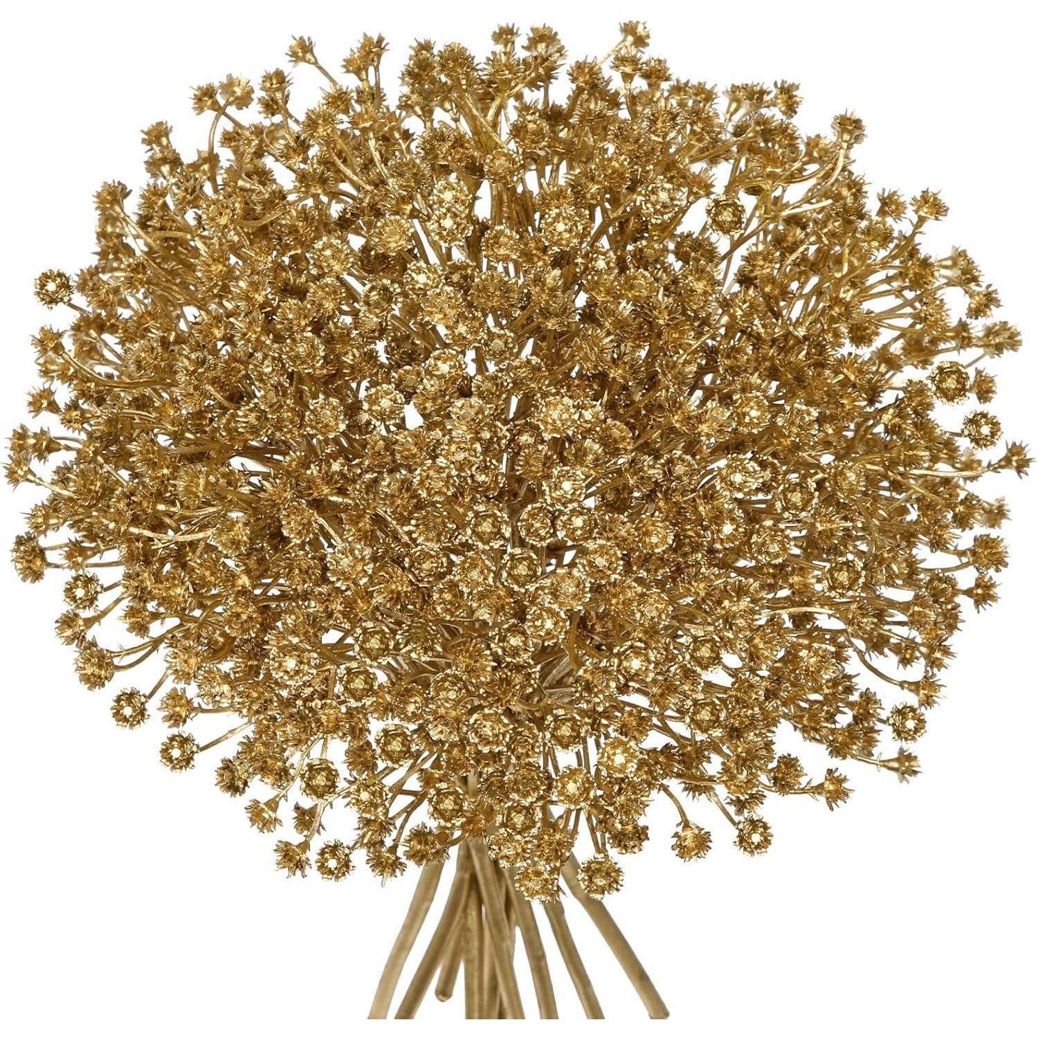 Kunstblumenstrauß Kunstblumen Schleierkraut Gypsophila 10 Stück Hochzeit Deko Gold, LuxusKollektion
