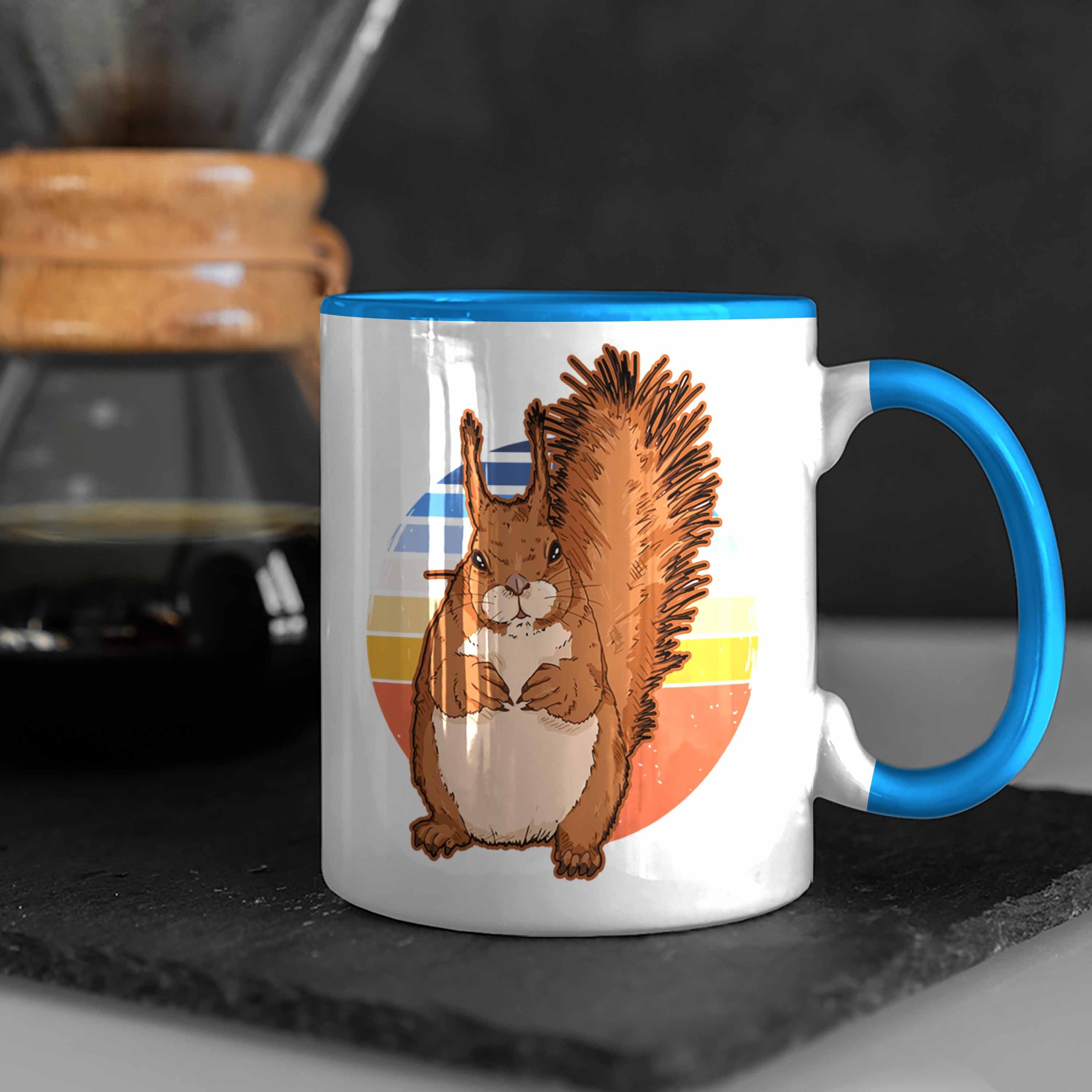 Vintage Tasse Tasse Blau für Lustige Grafik Eichhörnchen Tasse - Liebhaber Geschenk Eichhörnchen Trendation Trendation Geschenkidee