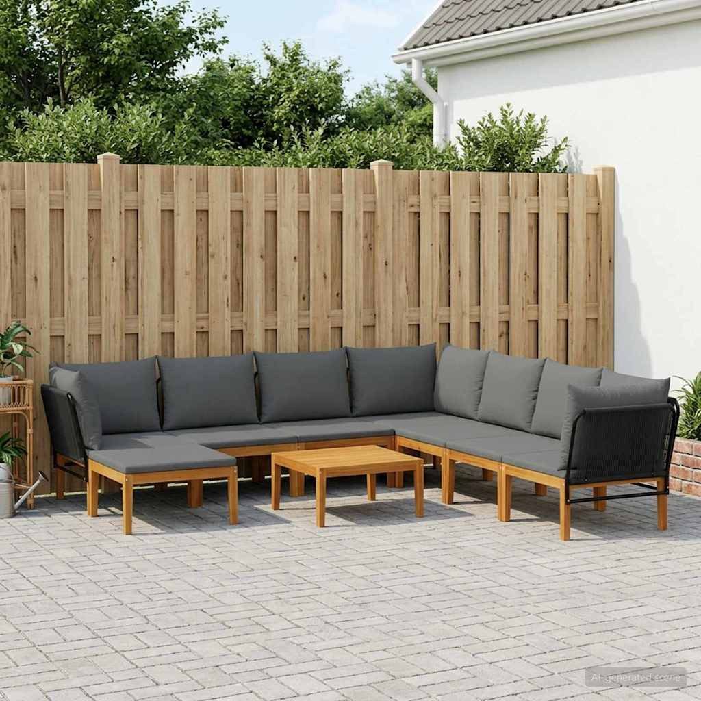 vidaXL Sofaelement 9 stk. Massives nholz & Seil Natur (9 St)