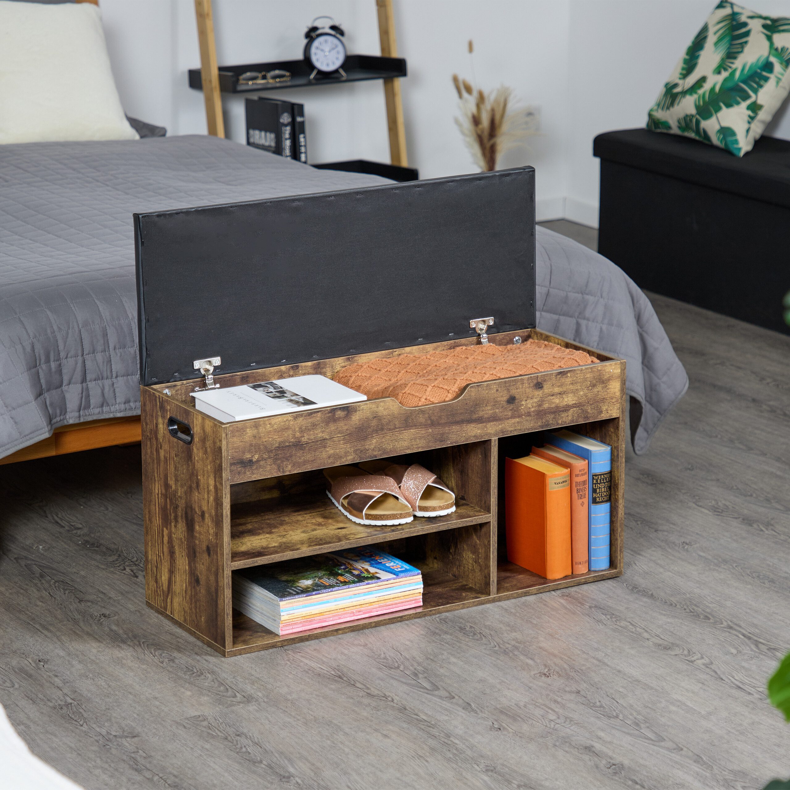 relaxdays Schuhbank mit Sitzfläche und Stauraum