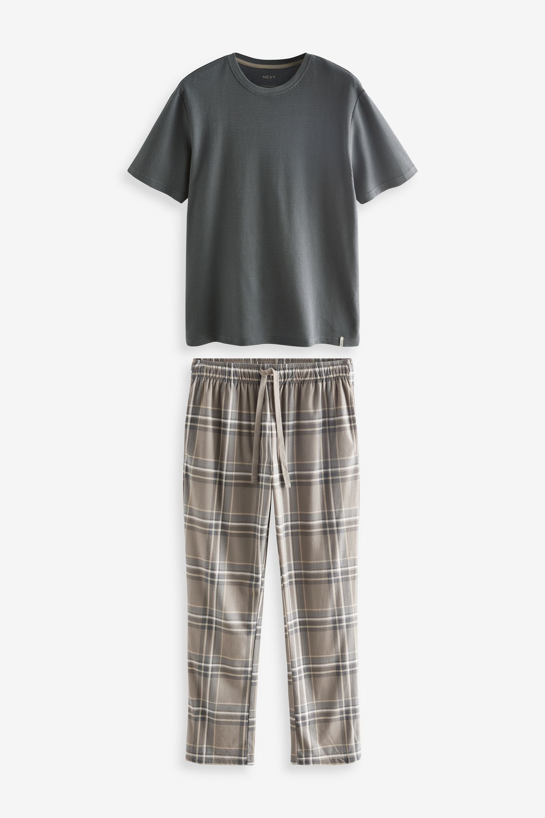 Grey Bequemer Pyjama tlg) Next Check Schlafanzug Slate Motionflex (2