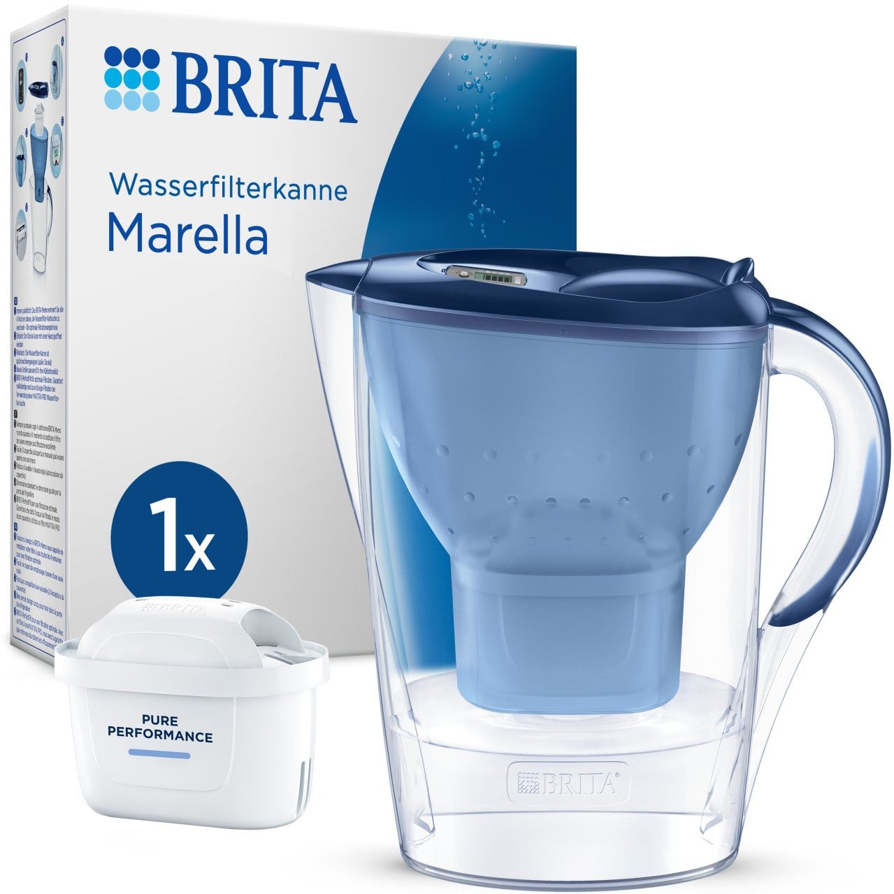 BRITA Wasserfilter Brita Wasserfilter-Kanne Marella blau 2,4 l