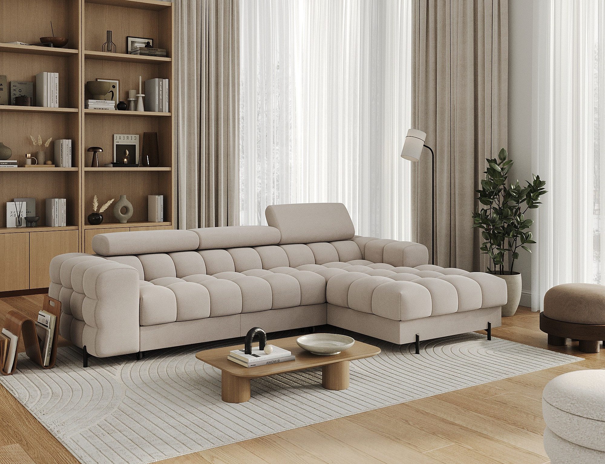 yourhouse24 Ecksofa L-Form Felro mit Schlaffunktion günstig online kaufen