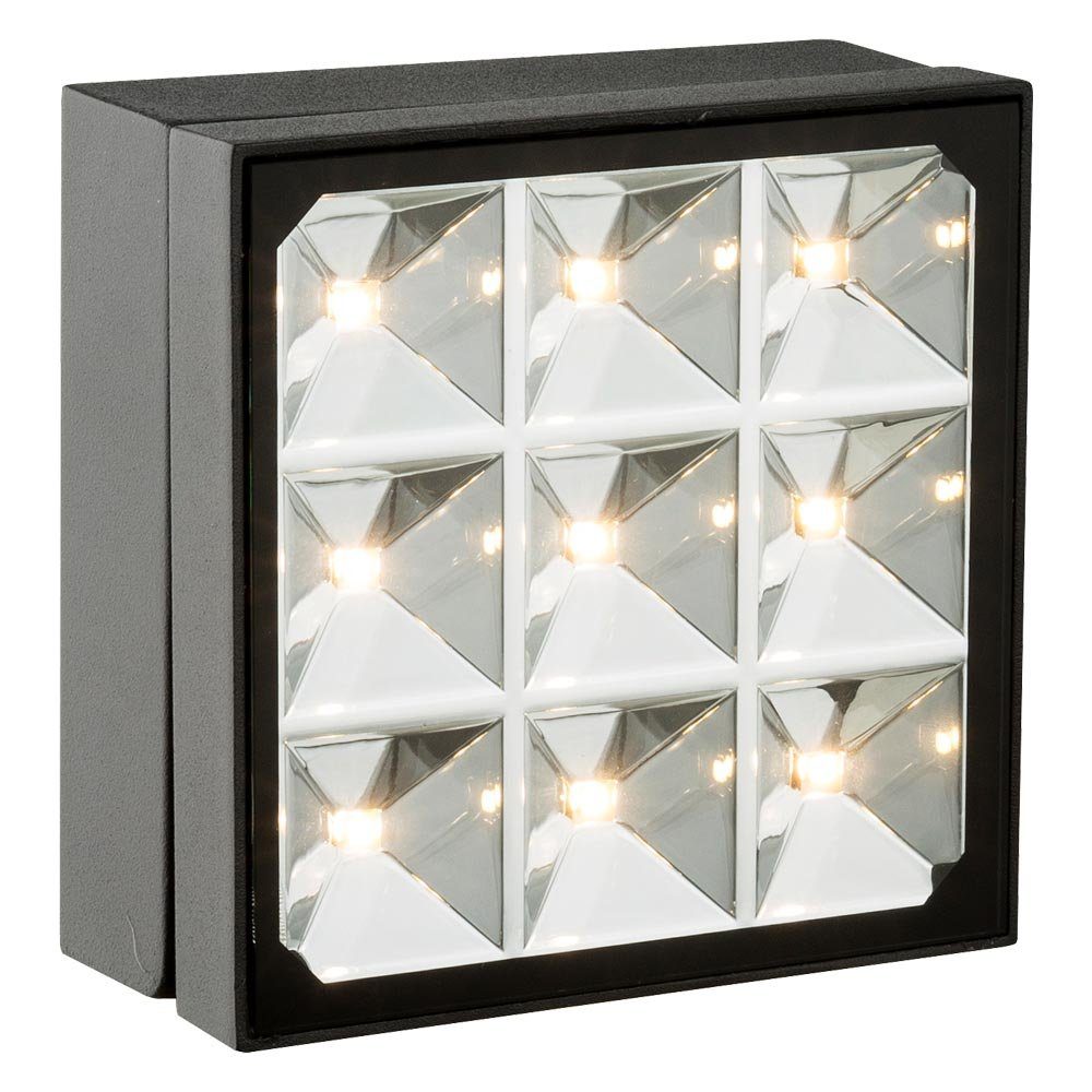 GLOBO LIGHTING LED Außen-Wandleuchte, LED-Leuchtmittel fest verbaut, Warmweiß, LED Außen Wand Spot Strahler Terrassen Leuchte ALU Glas Park Lampe. € 28,99