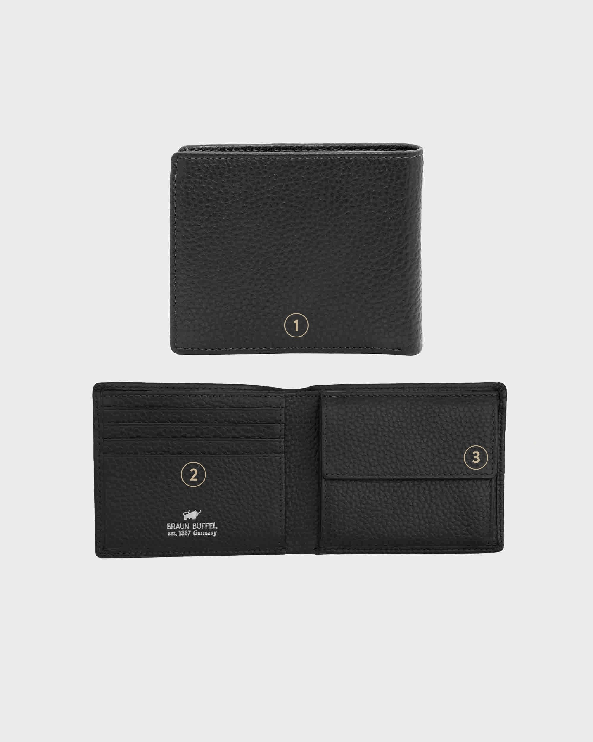 Braun Büffel Geldbörse THEO RFID Geldbörse 4+4CS dark grey