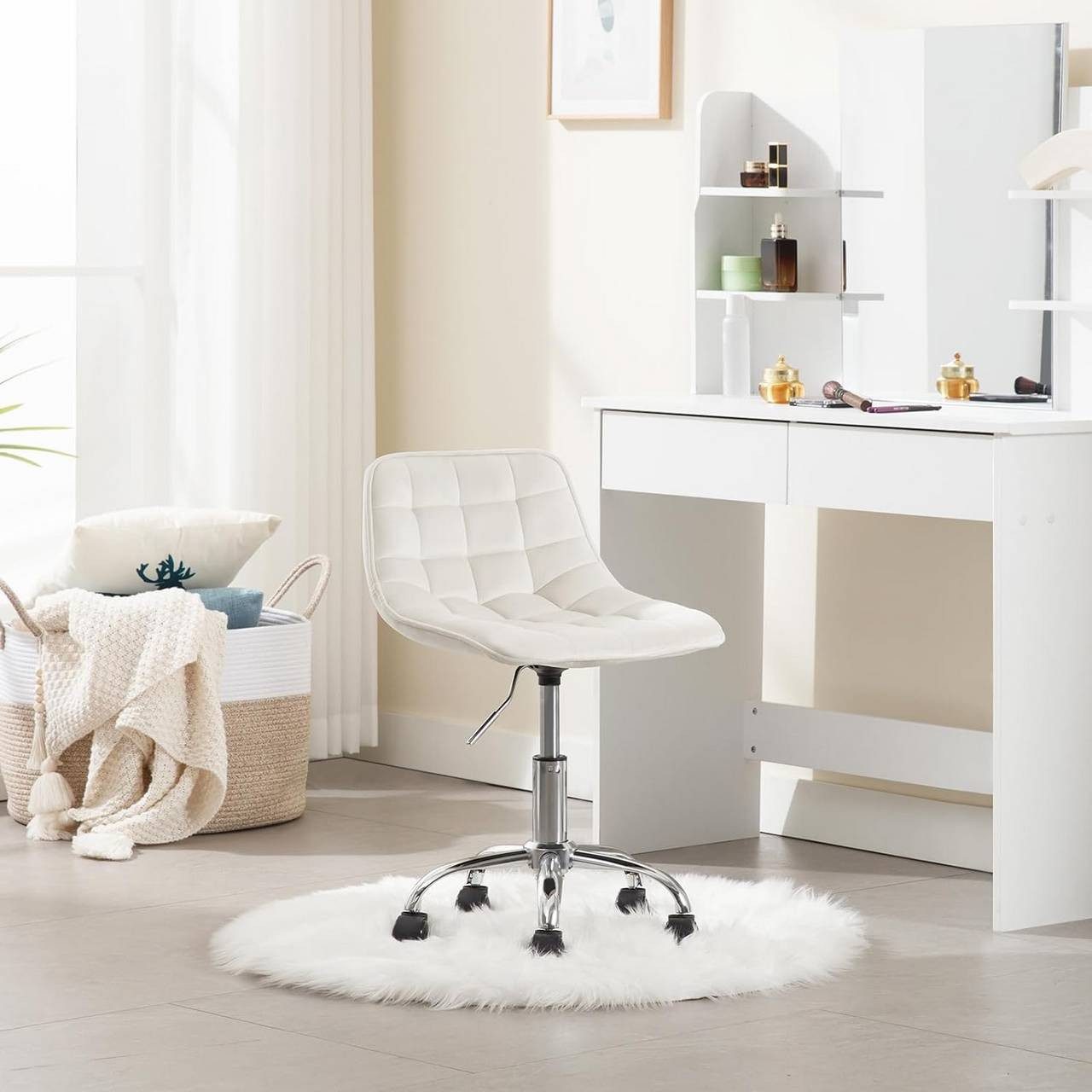 Woltu Drehhocker (1 St), Schminkstuhl Samt, Bürohocker höhenverstellbar günstig online kaufen