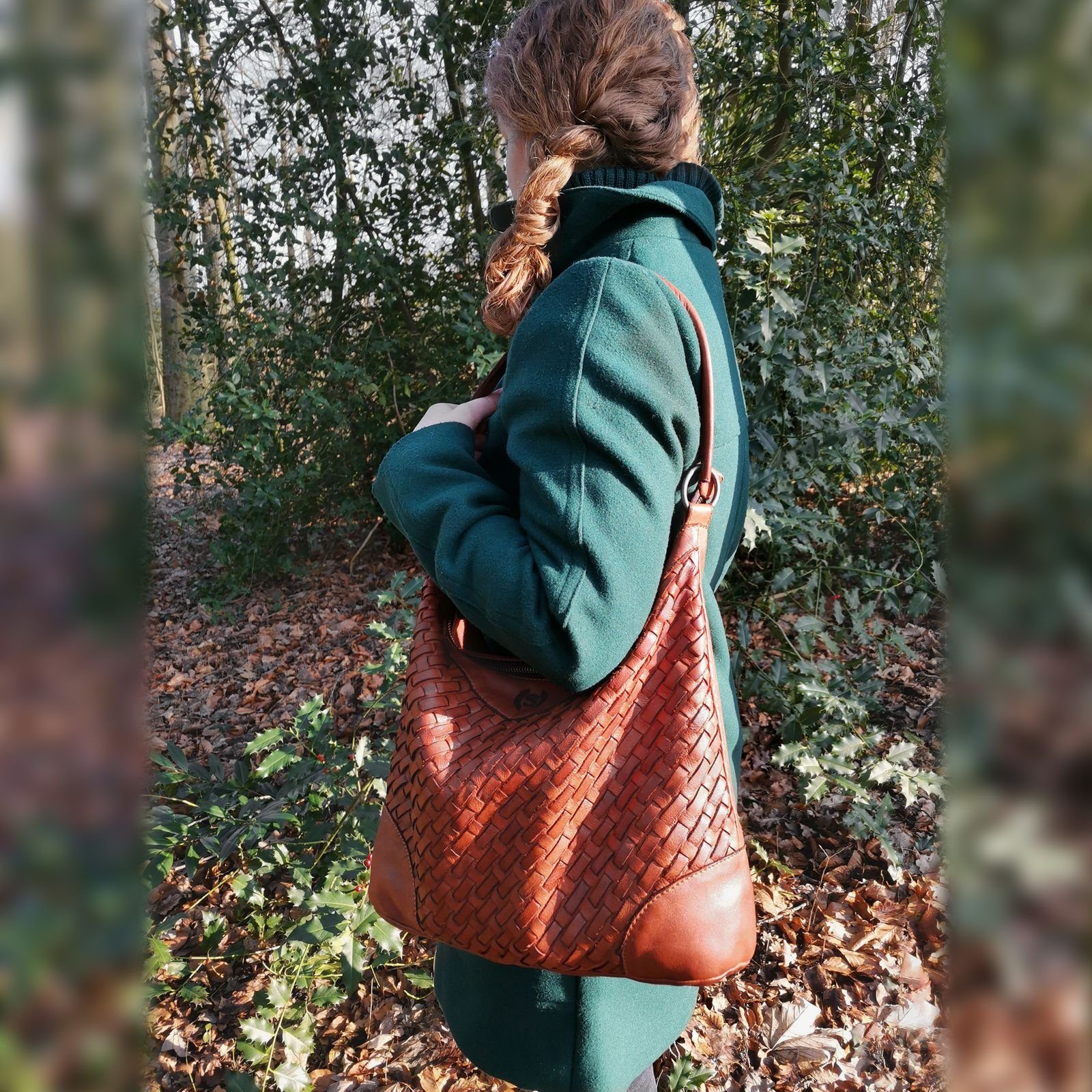 STILORD Handtasche "Chiara" Damentasche Leder Cognac geflochten günstig online kaufen