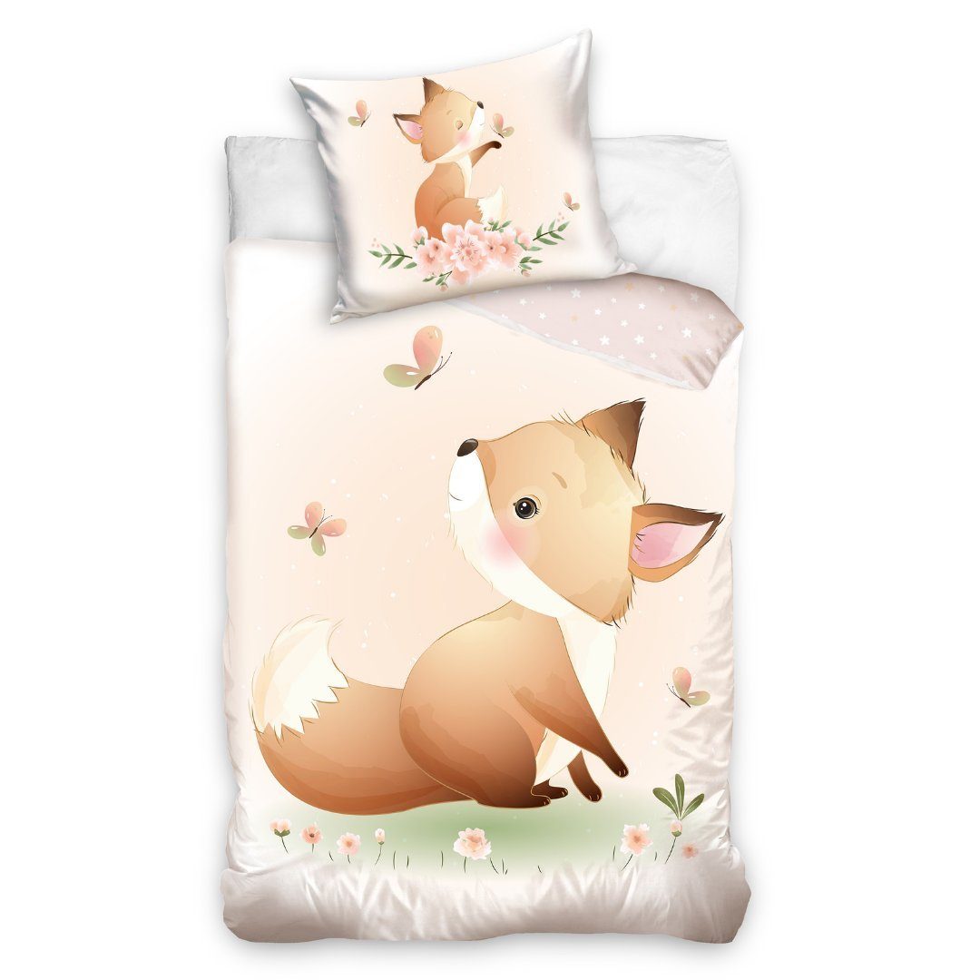 MTOnlinehandel Kinderbettwäsche Fuchs, Blumen & Sterne günstig online kaufen