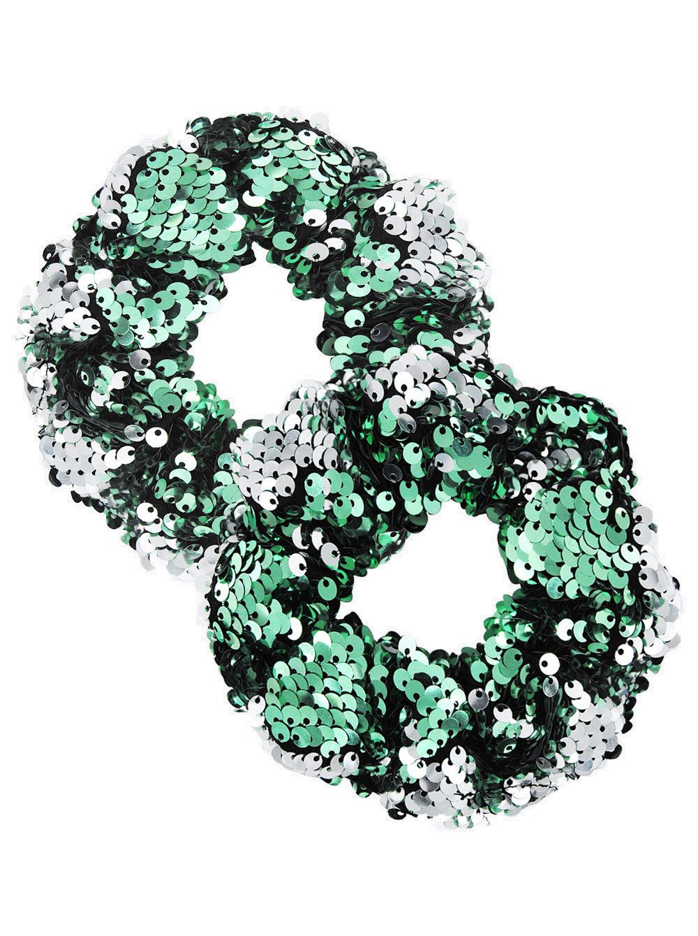 axy Haargummi Pailletten Haargummis Set Mädchen Damen Meerjungfrau, Doppelpack, 2-Teiliges Haargummis Set, elastisch glitzernd Zopfgummi Haarteil Haarband Zopfhalter