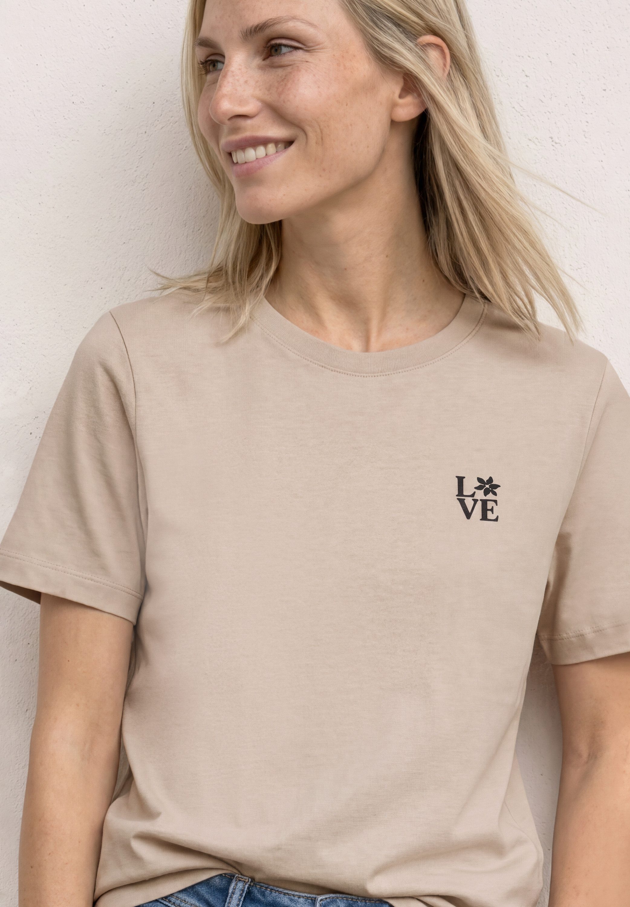 STREET ONE Kurzarmshirt Sommershirt mit Rundhals und Printdetail