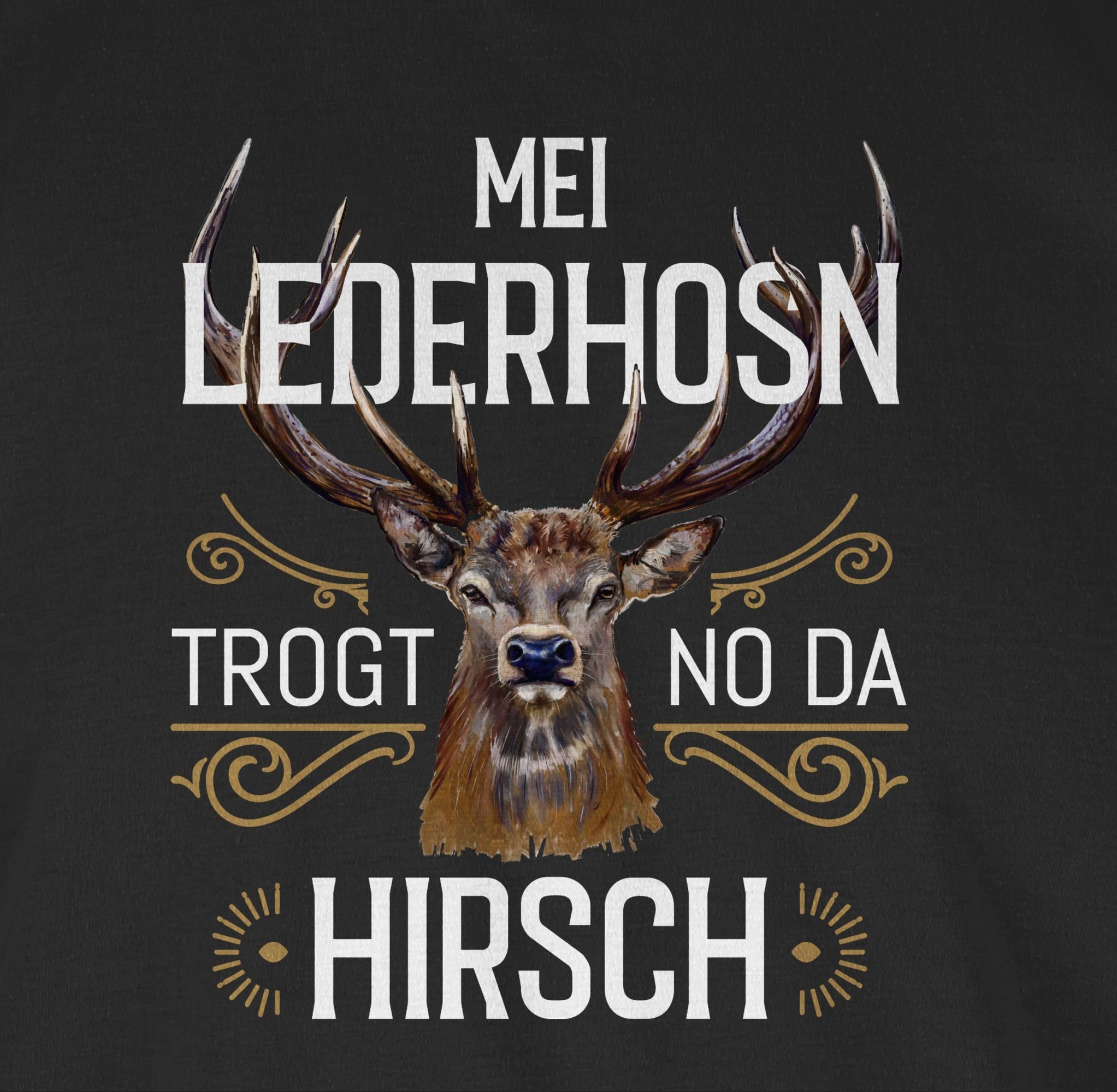 Shirtracer T-Shirt Mei Lederhosn trogt weiß no Hirsch 01 Schwarz für da Oktoberfest Mode braun Herren 