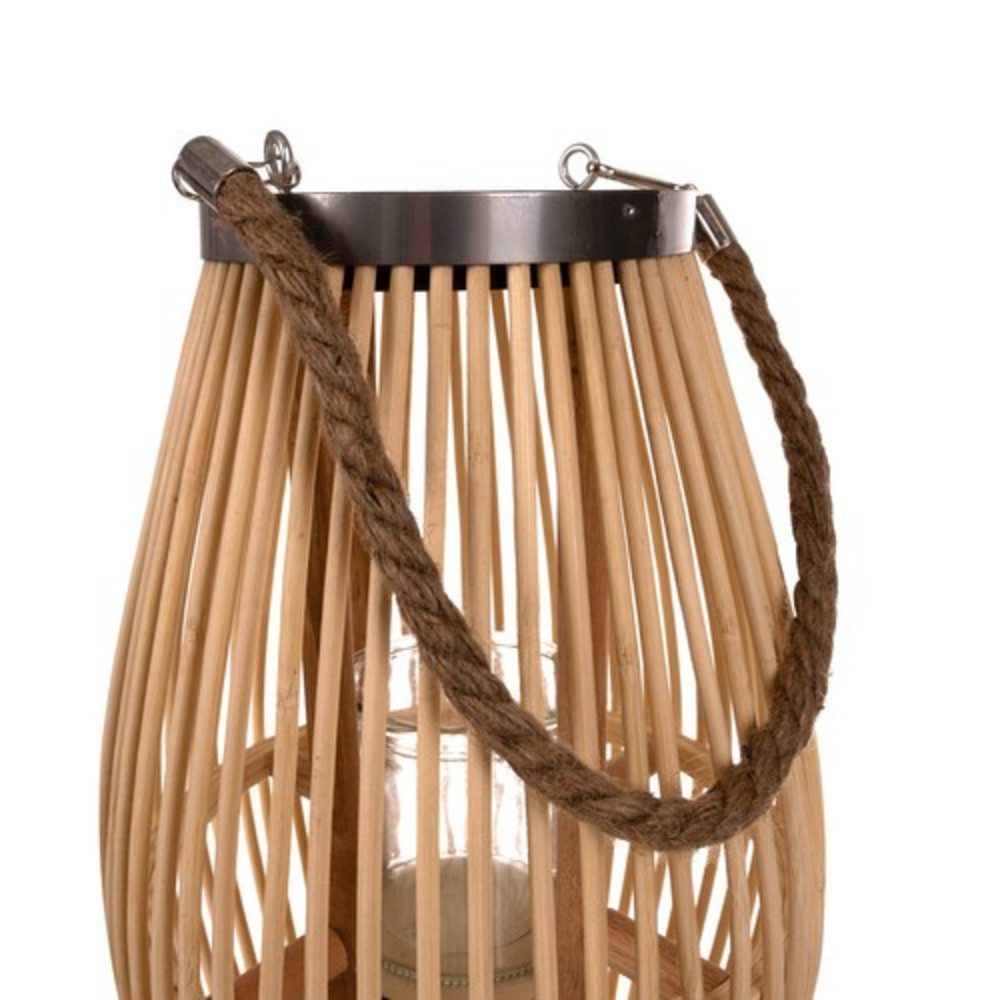 Ruhhy Kerzenlaterne Bambus-Rattan-Laterne (Spar-Set, 1 St., dekorativ), stilvolles Ambiente auf Terrasse oder im Innenraum schafft