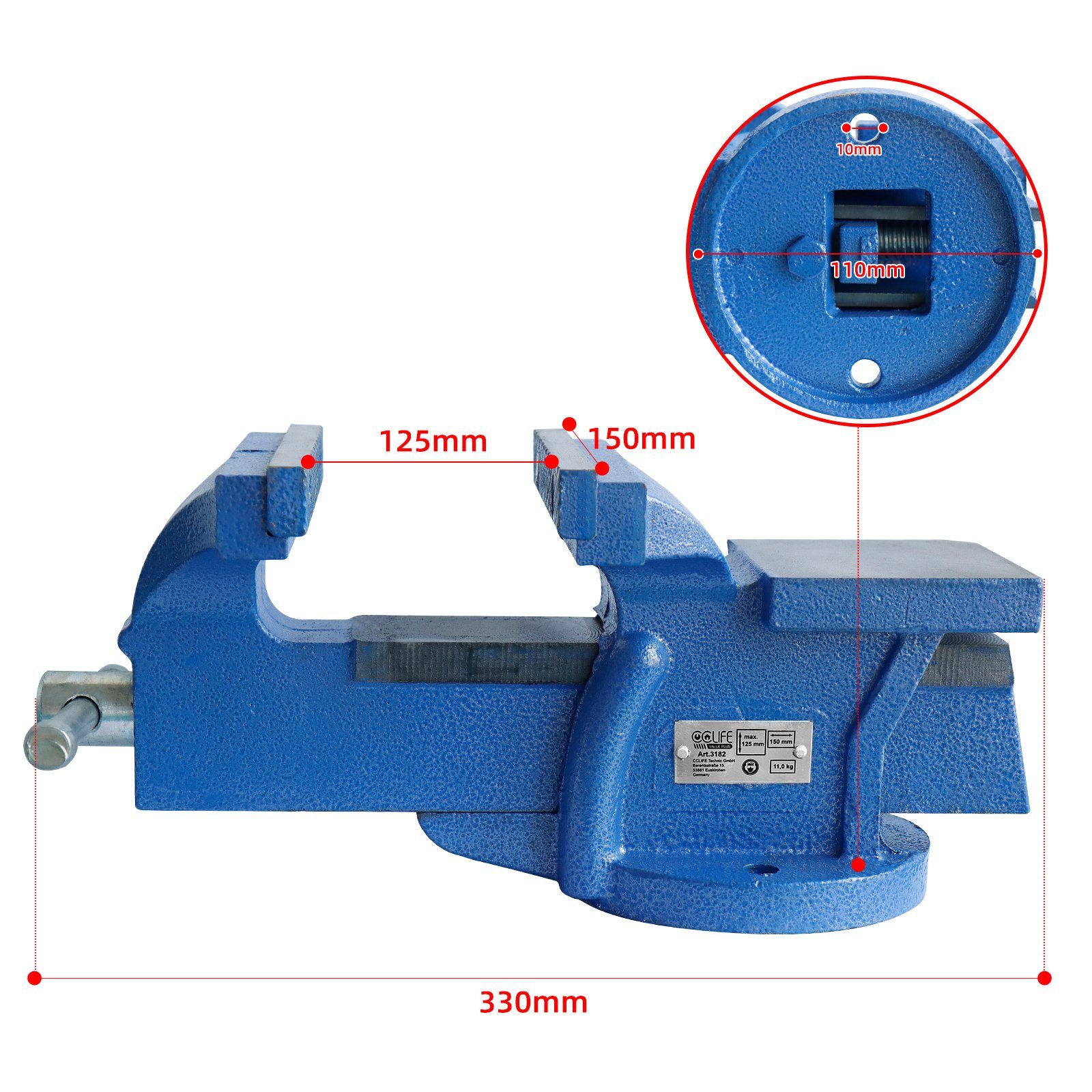 schraubstock 100 Schraubstock 150mm blau CCLIFE Werkbank Feststehend Spannweit für Schraubstock 125mm