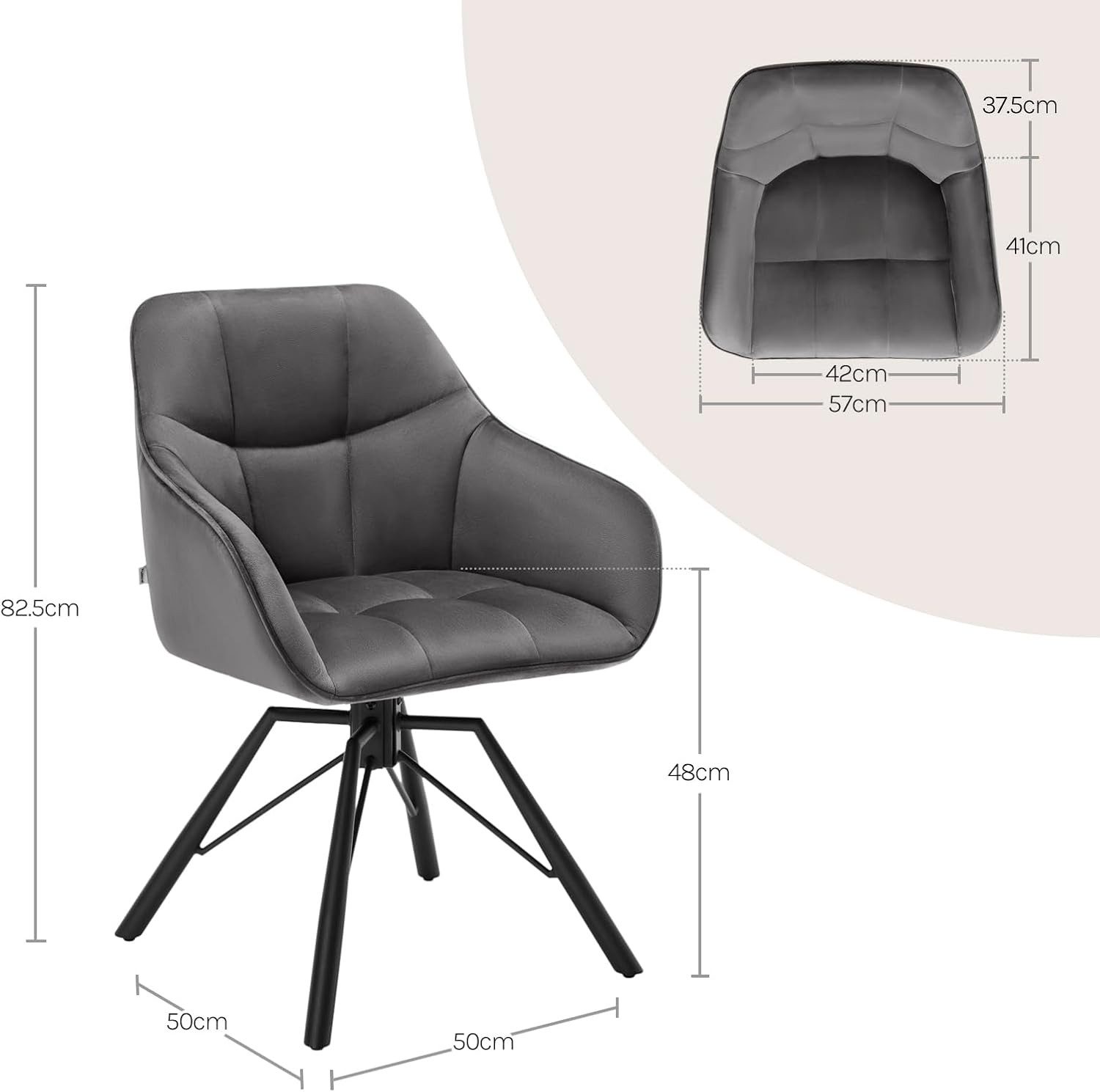 Woltu Polsterstuhl (4 St), Esszimmerstühle drehbar mit Armlehnen