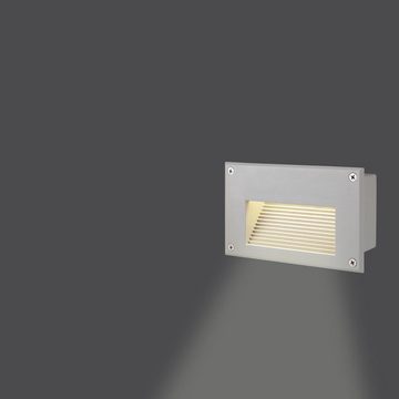 SLV LED Einbauleuchte Downunder LED Wandeinbauleuchte Brick, silbergrau, 3000 K, keine Angabe, Leuchtmittel enthalten: Ja, fest verbaut, LED, warmweiss, Einbaustrahler, Einbauleuchte