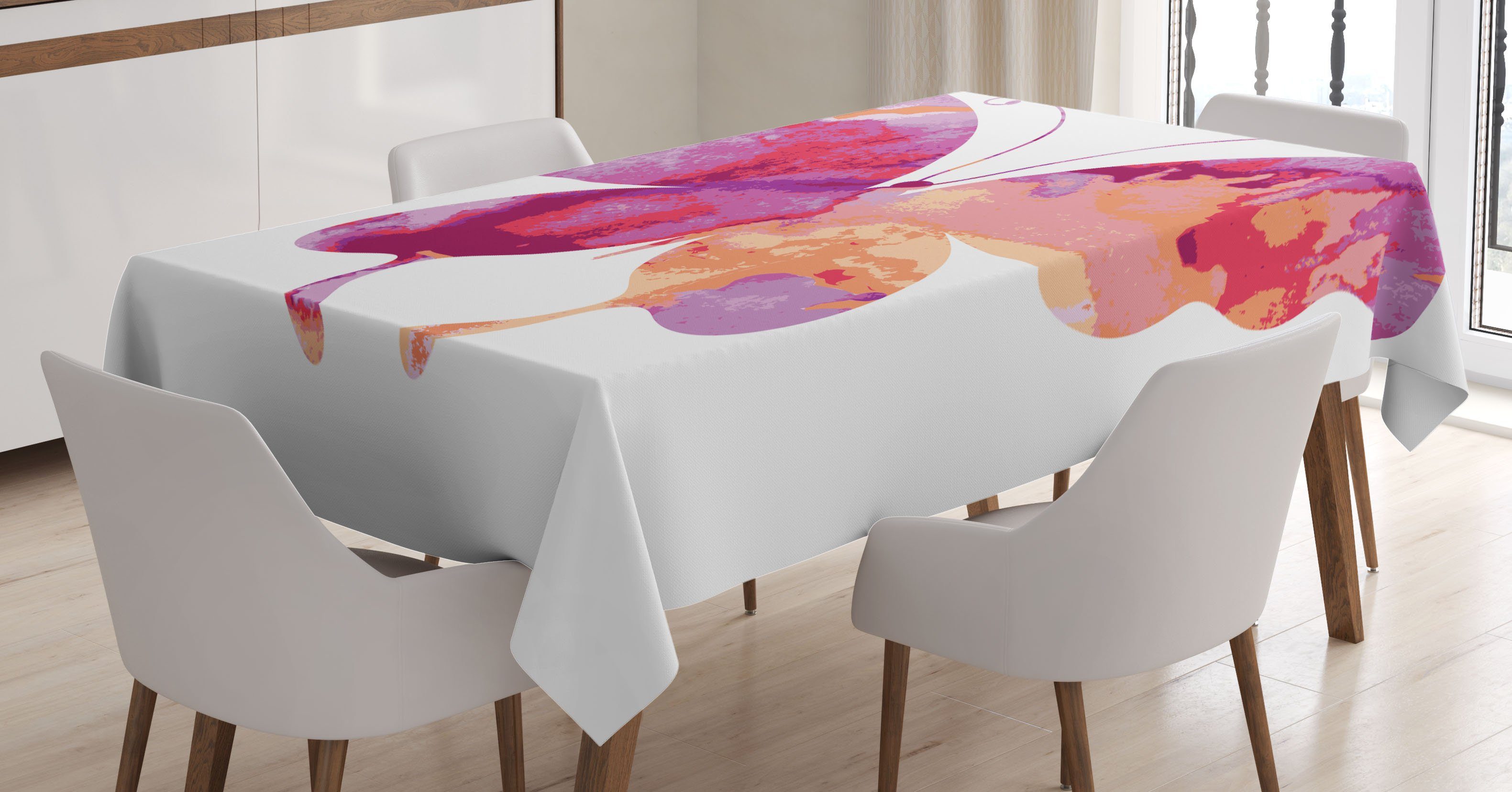 Abakuhaus Tischdecke Farbfest Waschbar Für den Außen Bereich geeignet Klare Farben, Rosa Schmetterling mit Flügeln