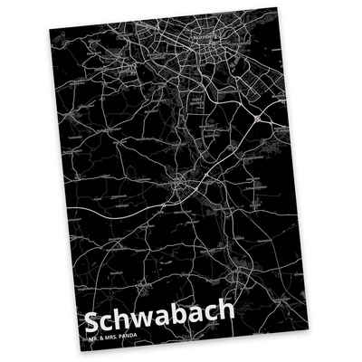 Mr. & Mrs. Panda Postkarte Schwabach - Geschenk, Stadt Dorf Karte Landkarte Map Stadtplan, Einla