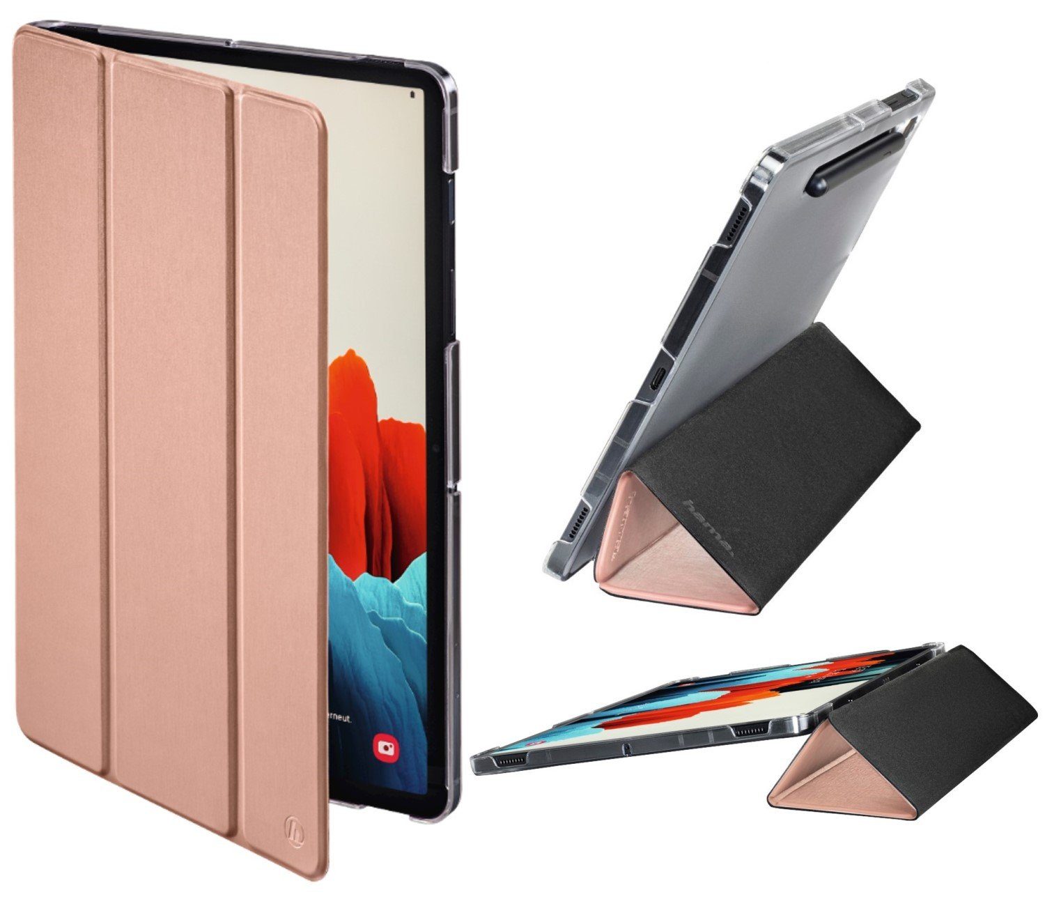 Hama Tablet-Hülle Smart Case Fold Clear Tasche Cover Hülle Rose, Aussparung für S-Pen, für Samsung Galaxy Tab S8 2022 / S7 2020 11"