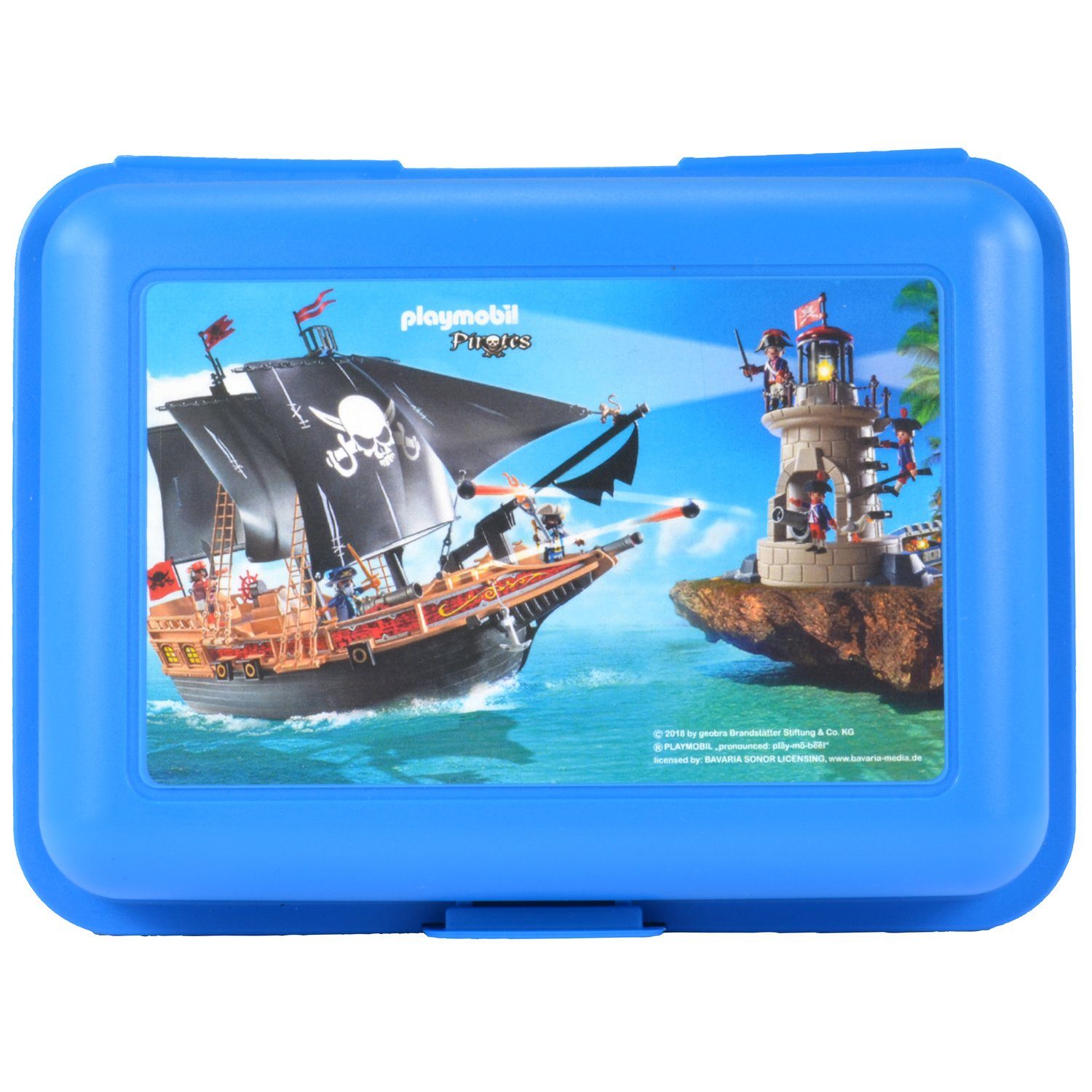 United Labels® Lunchbox Playmobil Brotdose für Kinder - Piraten Lunchbox  Butterbrotdose mit Trennwand Blau, Kunststoff (PP)