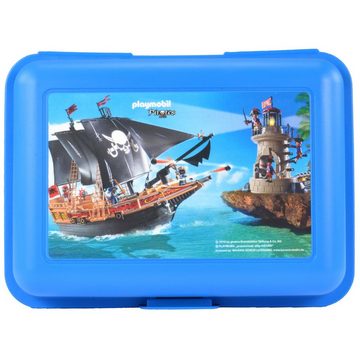 United Labels® Lunchbox Playmobil Brotdose - Piraten mit Trennwand Blau, Kunststoff (PP)