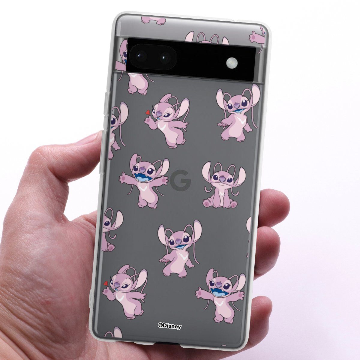 DeinDesign Handyhülle Lilo & Stitch Engel Disney Angel Faces Pattern Transparent, Google Pixel 6a Silikon Hülle Bumper Case Handy Schutzhülle