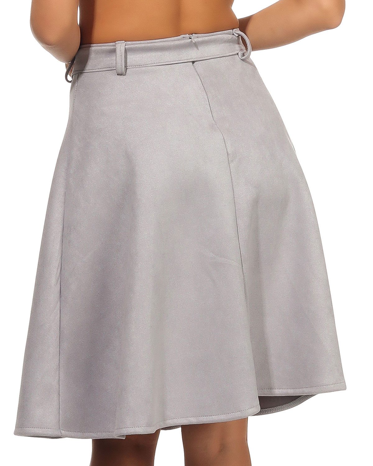 malito more than fashion A-Linien-Rock malito Damen Rock, Glockenrock in Velours Optik, knielanger Winterro Midi Rock in Velours Optik