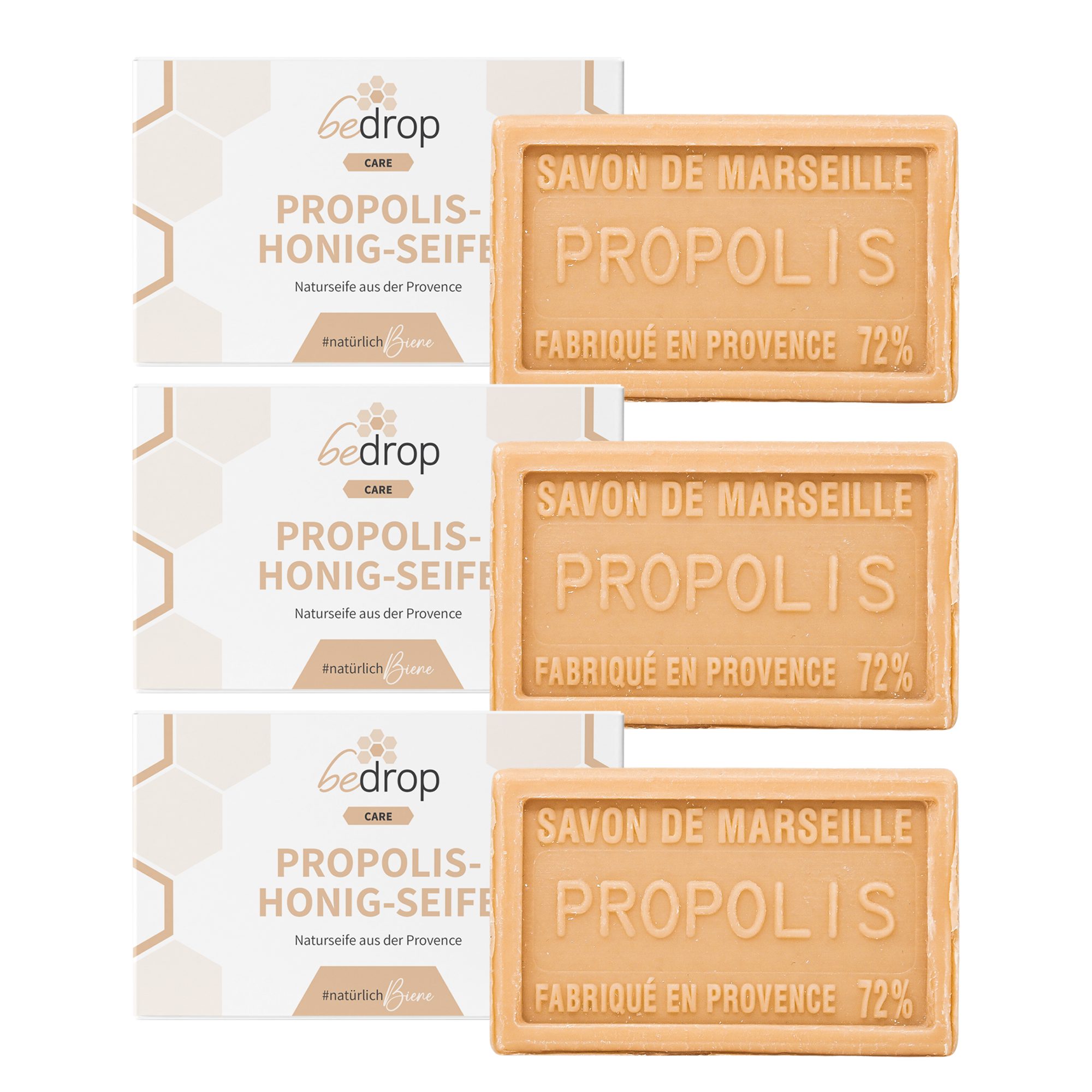 bedrop Handseife Propolis-Honig-Seife natürliche Handseife/Körperseife aus der Provence, für eine natürliche, feuchtigkeitsspendende Reinigung