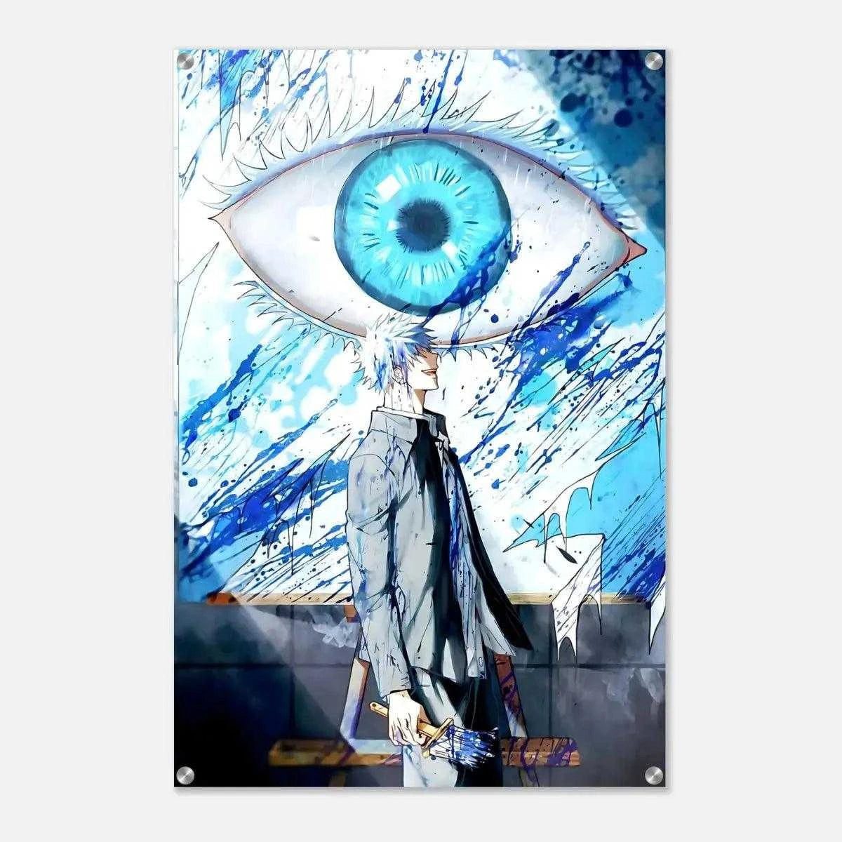 SimpleCanvas Wandbild Gojo's Blue Eyes - Jujutsu Kaisen - Anime Leinwandbild, Wandbild Jujutsu Kaisen, Gojo Blaue Augen