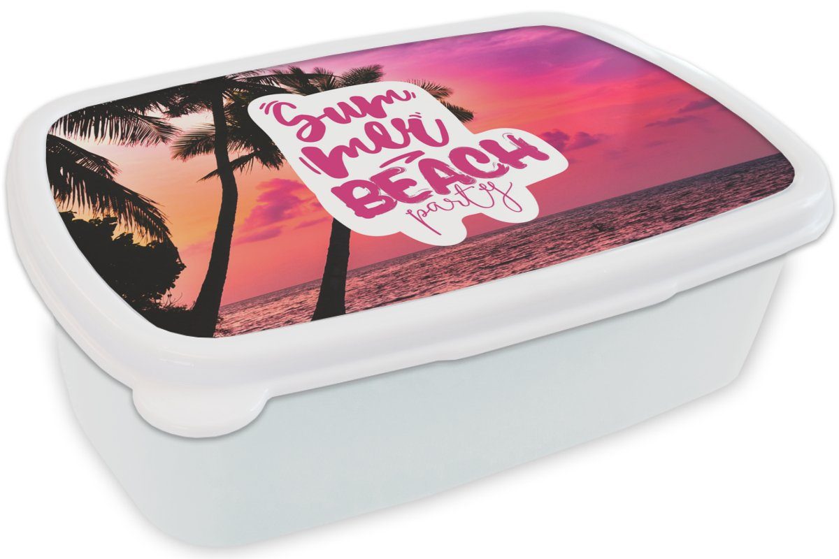 (2-tlg), Mädchen Jungs Sommer für Zitat, weiß Sonnenuntergang Kinder Brotbox - Brotdose, Strand für Lunchbox und MuchoWow - und - Kunststoff, Erwachsene,