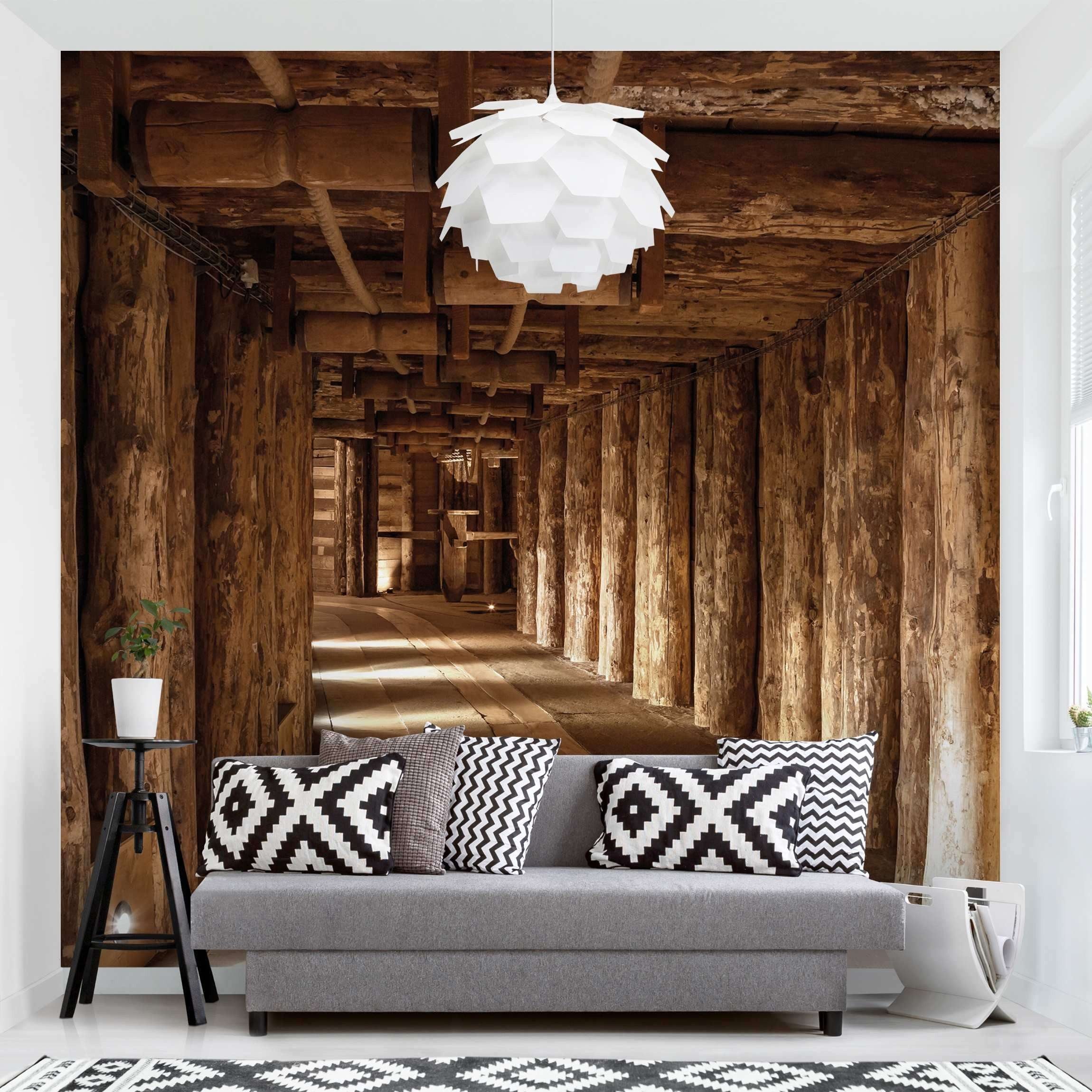 Bilderdepot24 3D-Tapete Effekt Alte Goldmine 3D-Optik Modern Wanddeko Raumtiefe Holzoptik, Glatt, Matt, (Vliestapete inkl. Kleister oder selbstklebend), Wohnzimmer Schlafzimmer Küche Flur Fototapete Vliestapete Wandtapete