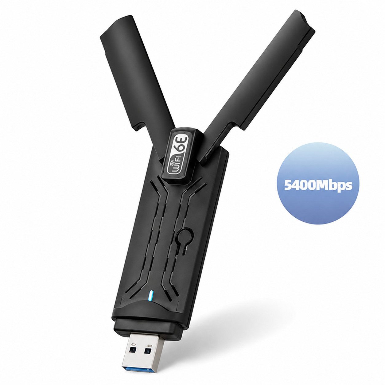 XEOOCE WLAN-Stick WLAN USB Adapter WiFi 6E AXE5400, Tri Band, USB 3.0, Externe Antennen, 5400 Mbit/s, Tri-Band (2,4/5/6 GHz), WiFi 6E, USB 3.0, externe Antenne
