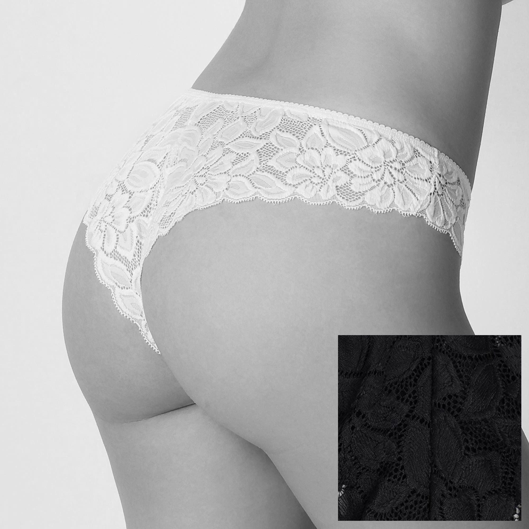 Cotonella Brasilslip COTONELLA adc87 2 STÜCK Brazilian Slip mit Spitze MY PIZZO 38-44 schwa