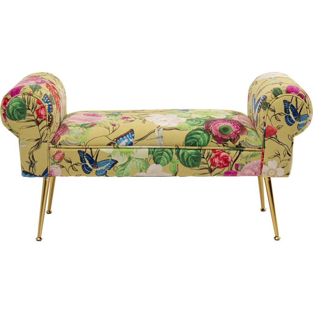 Kare Design Polsterbank Wing Flower, Breite 100cm, mit Blumenmuster, Metallgestell
