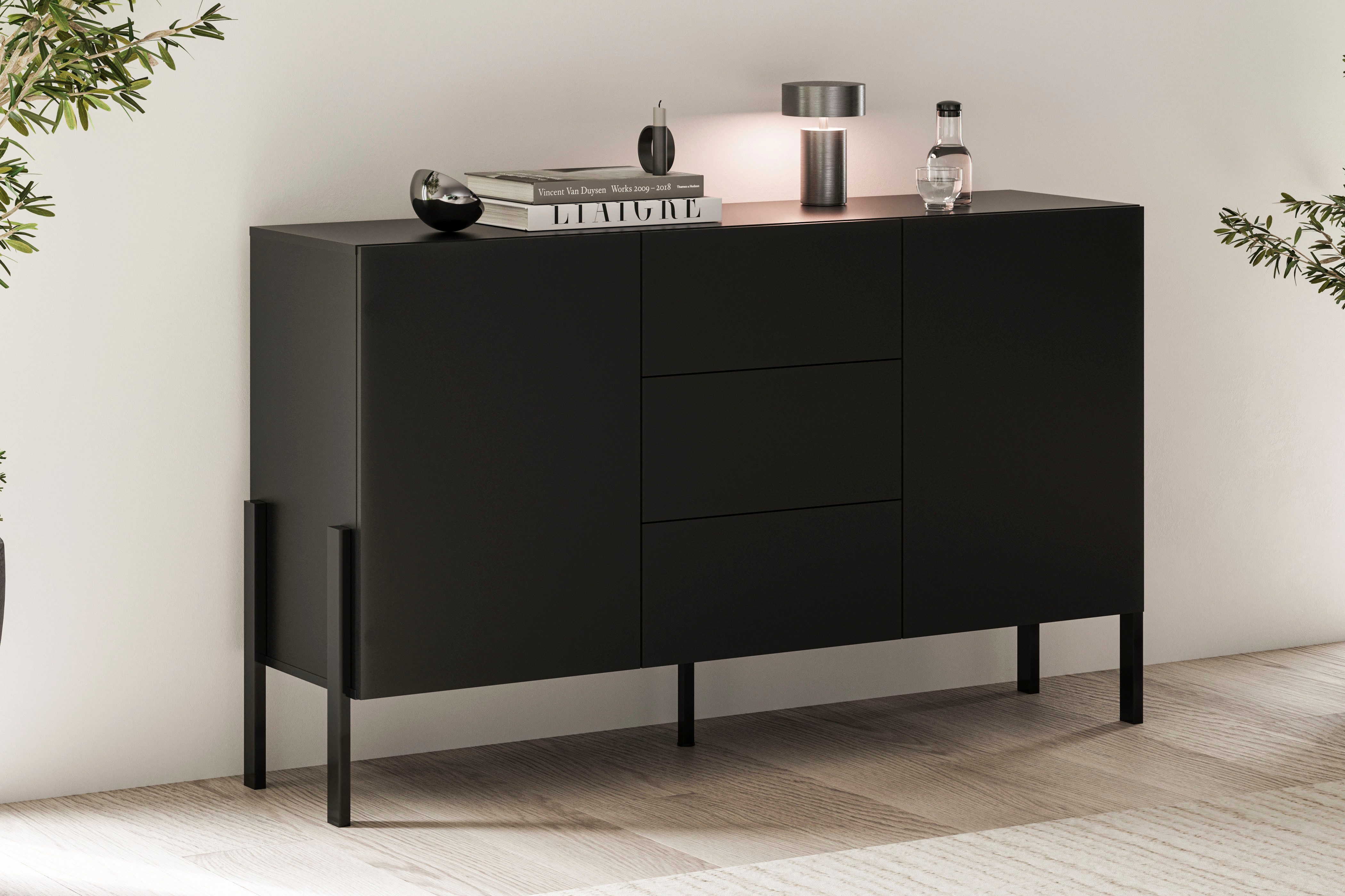 OTTO home Sideboard Jukon, Breite 150 bzw.180 cm, moderne grifflose Kommode, Schubladenschrank 2 Türen/3 Schubkästen, push-to-open-Funktion